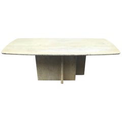 Great Shape Mid-Century Art Deco Style Travertine Coffee or Cocktail Table