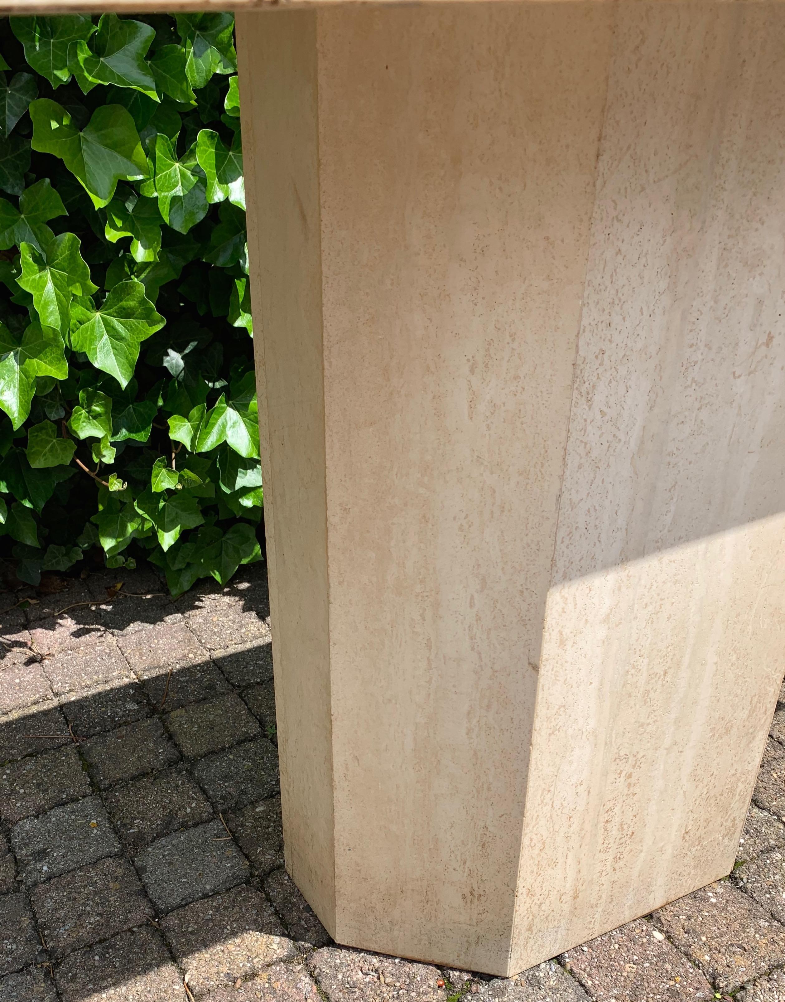 Great Shape Mid-Century Modern Travertine Console Table / Display / Side Table  7