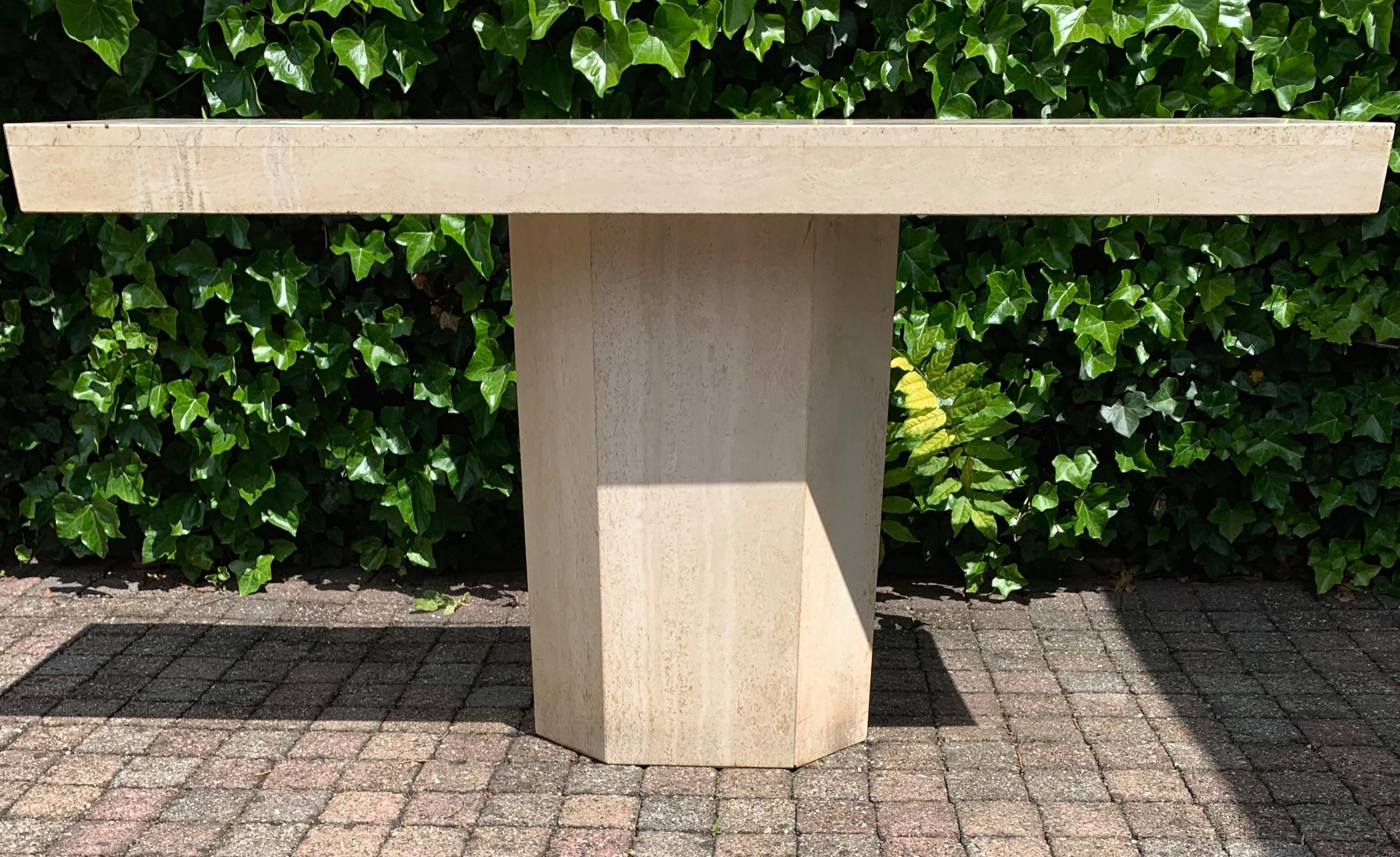 Hand-Crafted Great Shape Mid-Century Modern Travertine Console Table / Display / Side Table 