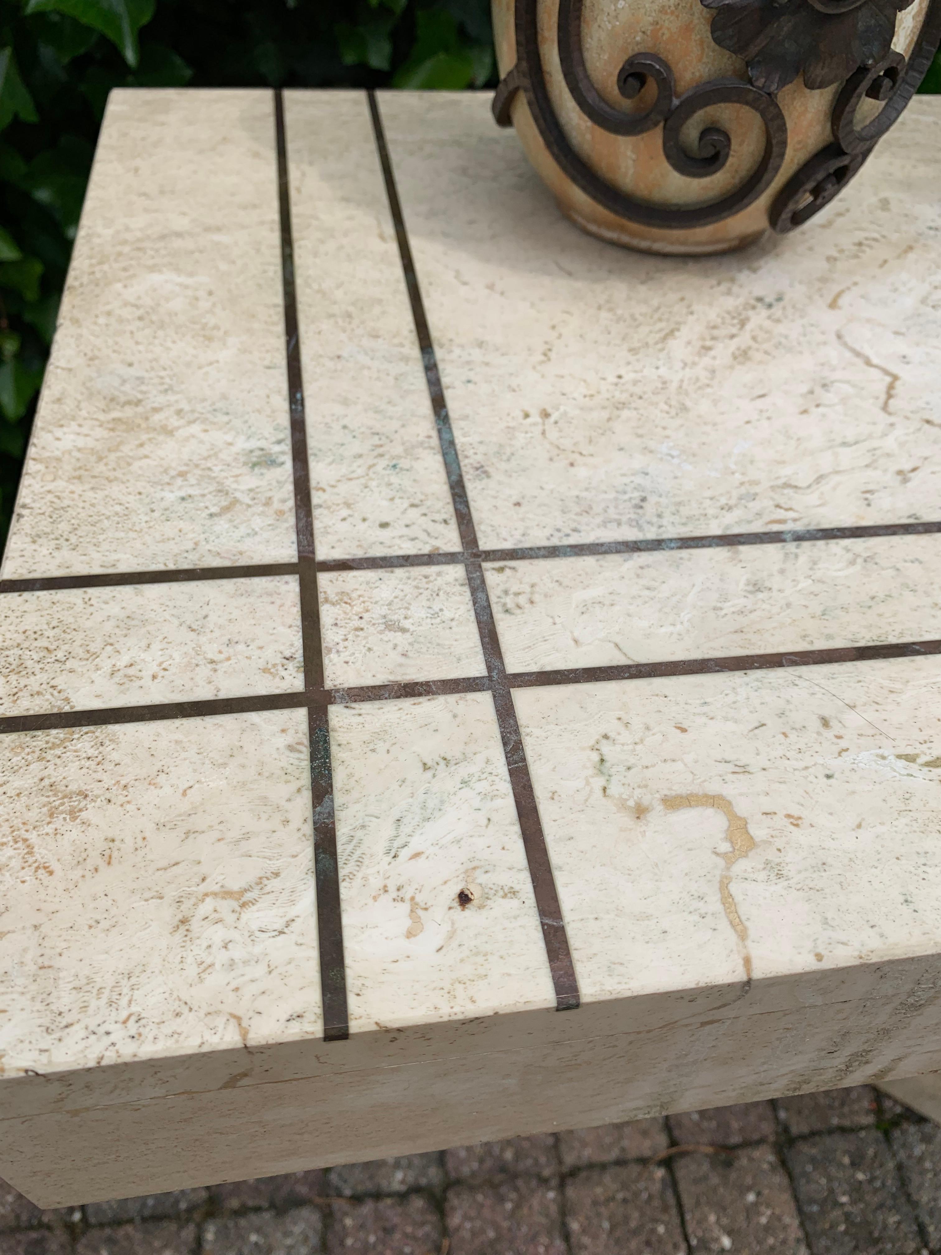 Great Shape Mid-Century Modern Travertine Console Table / Display / Side Table  3