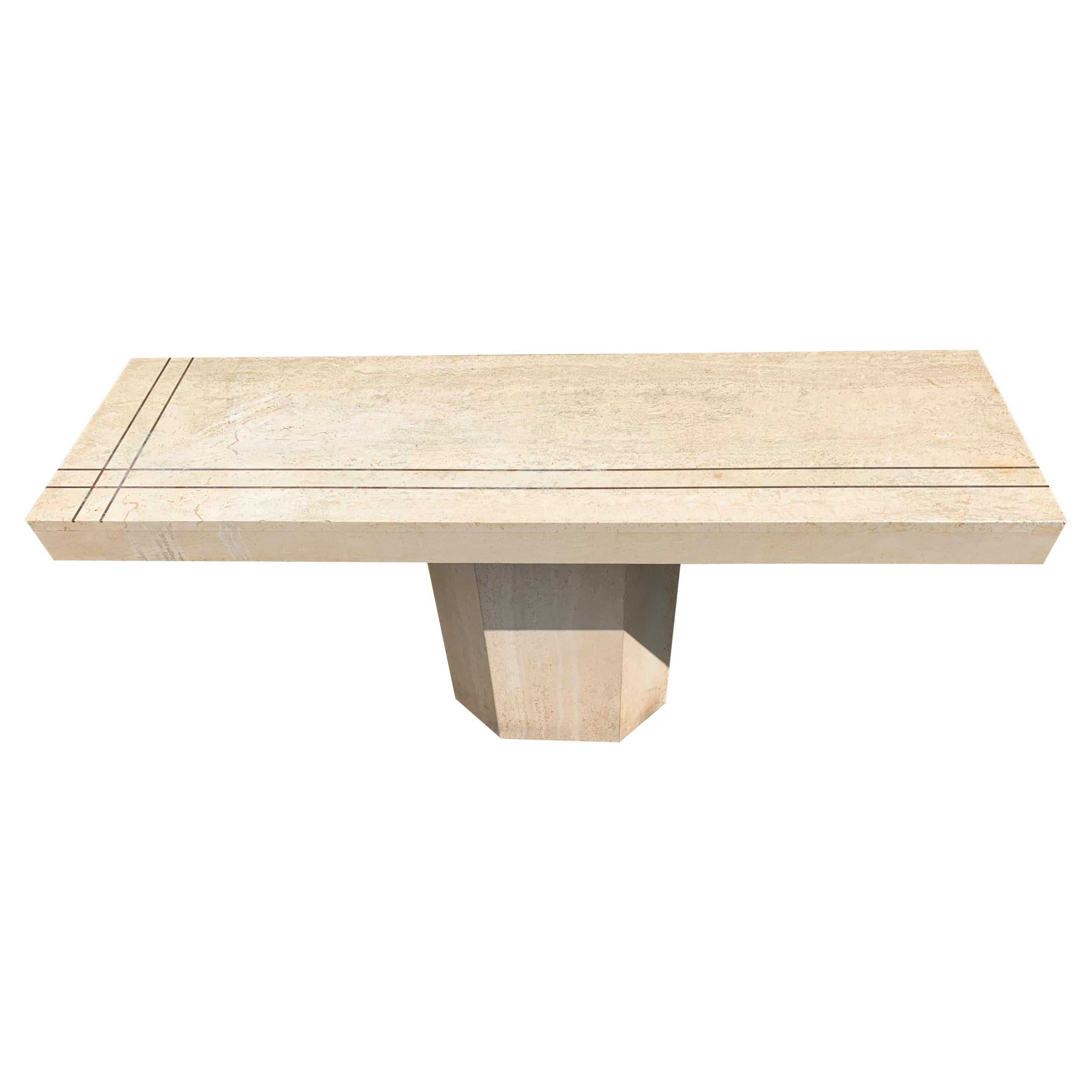 Great Shape Mid-Century Modern Travertine Console Table / Display / Side Table 