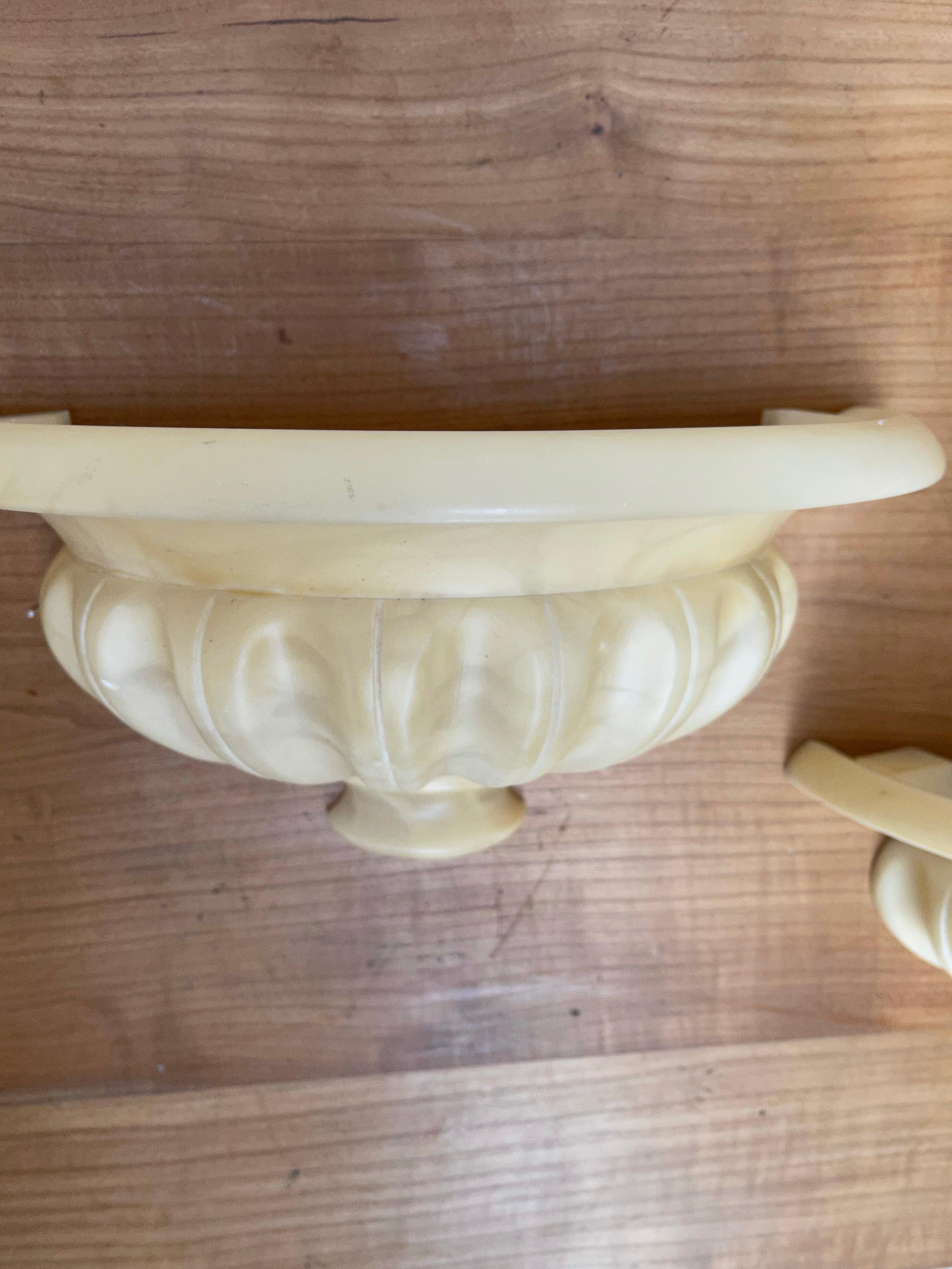 20th Century Great Shape Set of 4 Art Deco Style Alabaster Wall Sconces / Fixtures For Sale