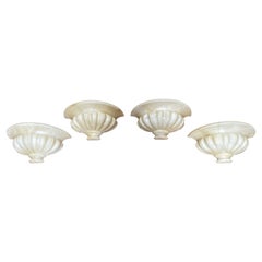 Used Great Shape Set of 4 Art Deco Style Alabaster Wall Sconces / Fixtures