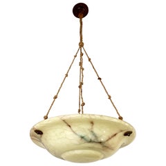 Great Shape, Size and Color, 1920s Art Deco Glass Pendant Light / Ceiling Lamp