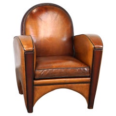 Great sheep leather Artdeco design armchair with a unique design