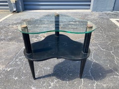 Great Side Table in the style of Gilbert Rhode, Glass, Black, Art Deco
