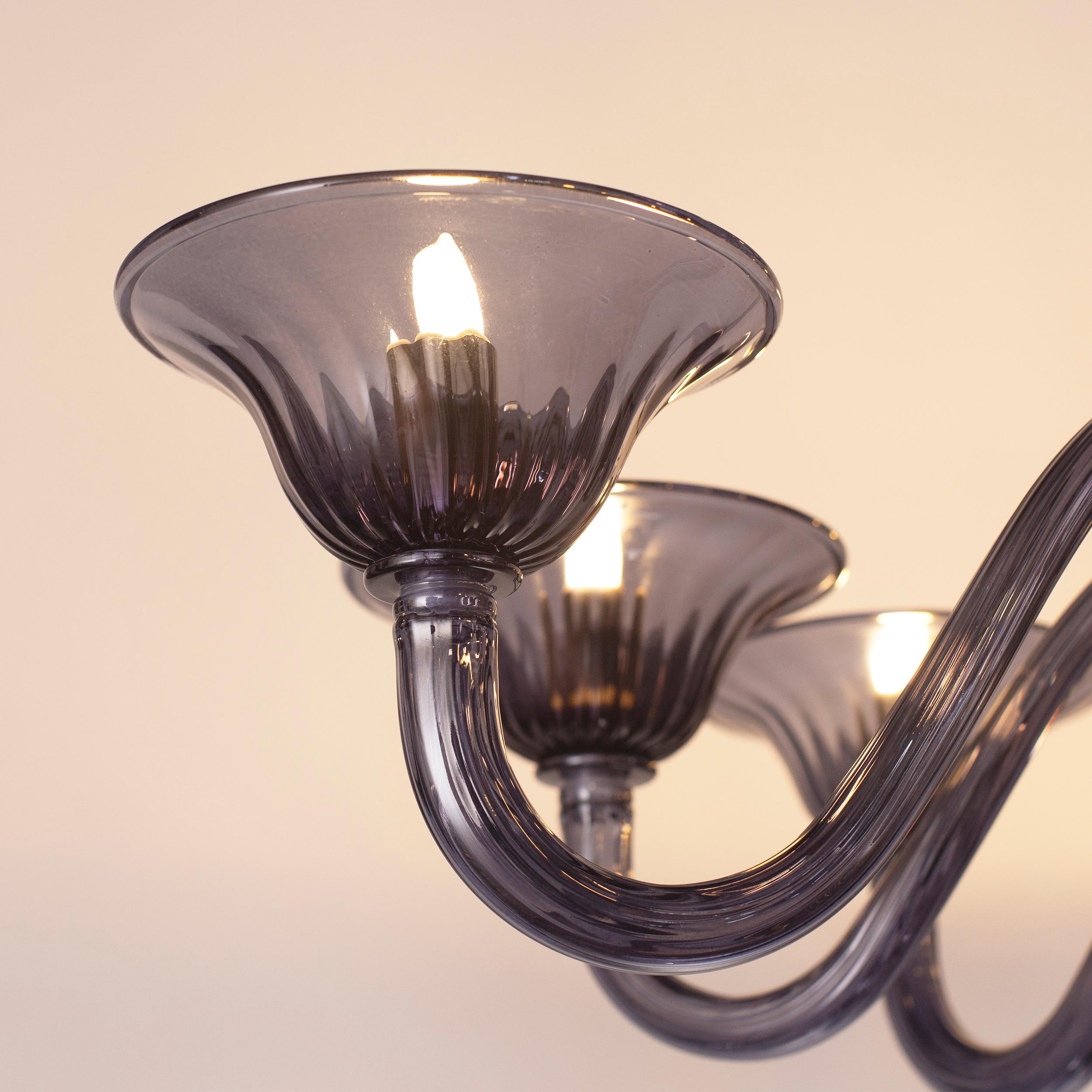 Grande lampadario Simplicissimus, 10+5 bracci in vetro di Murano blu ardesia di Multiforme in vendita 2