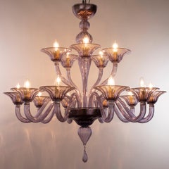 Large XL Simplicissimus Chandelier 10+5 Arms Wisteria Murano Glass by Multiforme