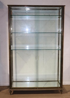 Great Solid Bronze French Directoire Style Vitrine with Finials Circa 1940