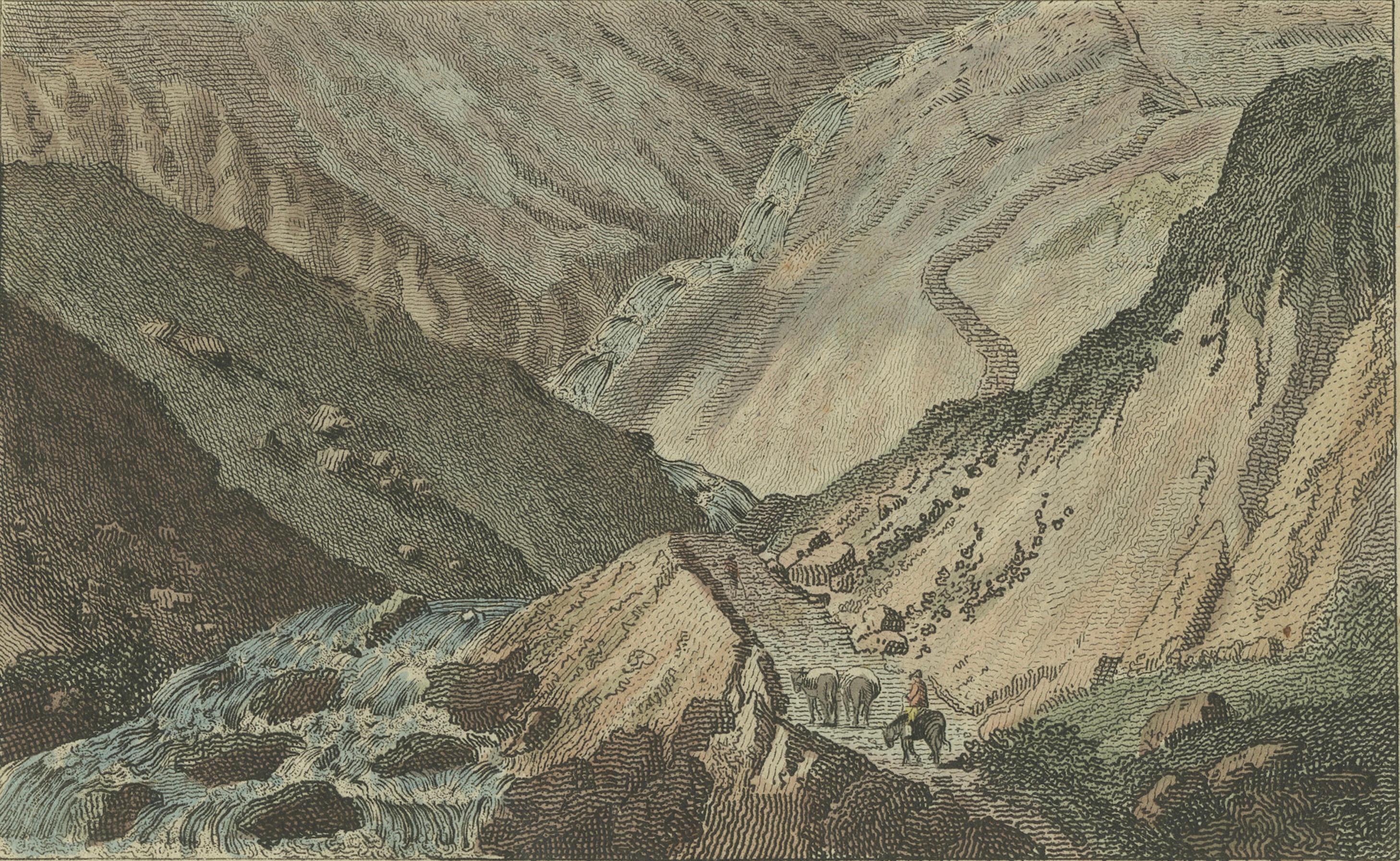 Gravé Great St. Bernard and St. Gotthard Passes : Routes alpines de Suisse, 1805 en vente