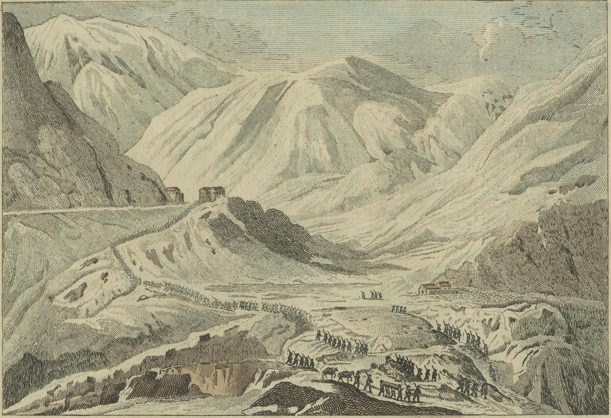 Papier Great St. Bernard and St. Gotthard Passes : Routes alpines de Suisse, 1805 en vente