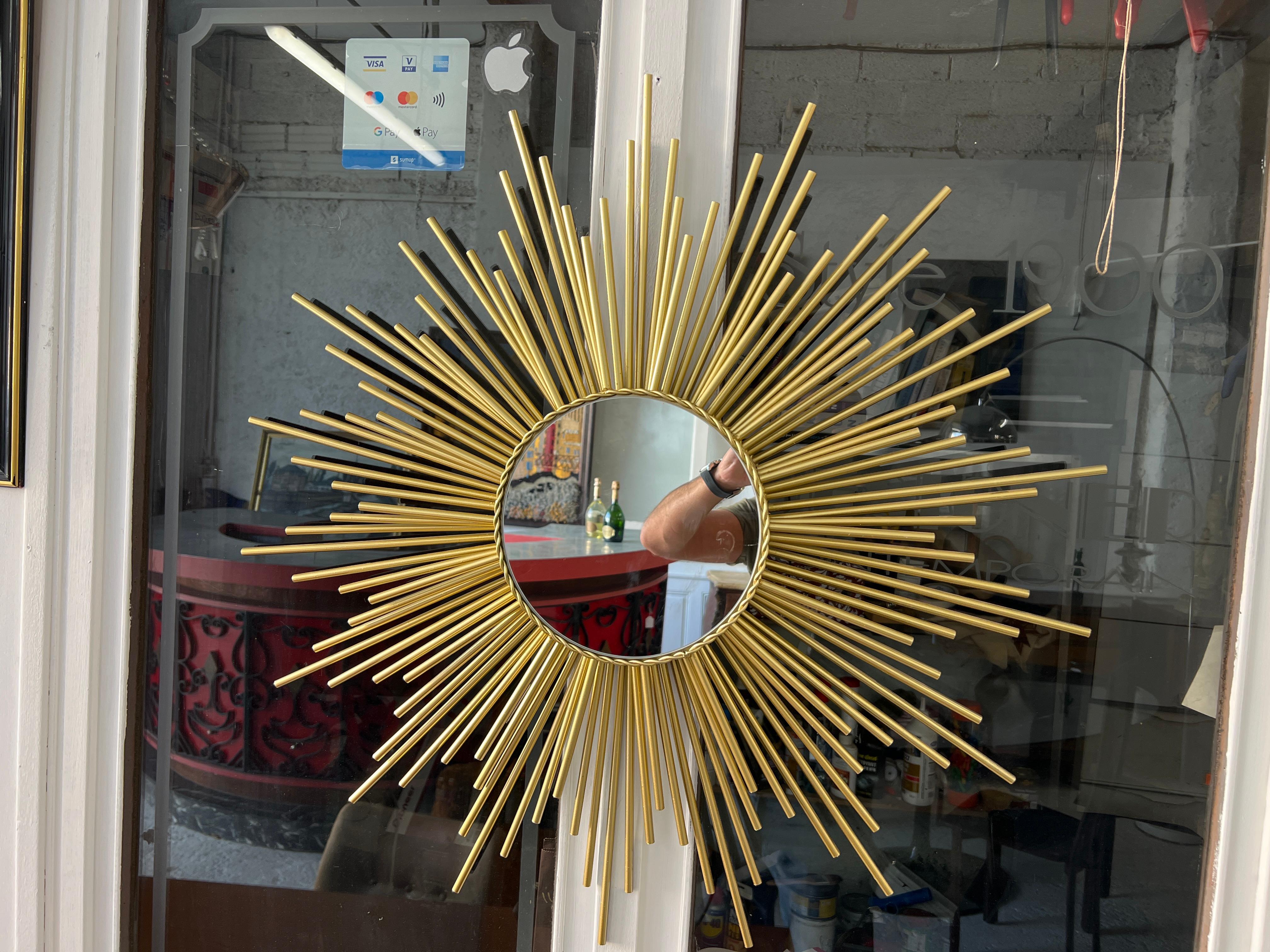Great Sunburst Mirror , Midcentury France For Sale 4
