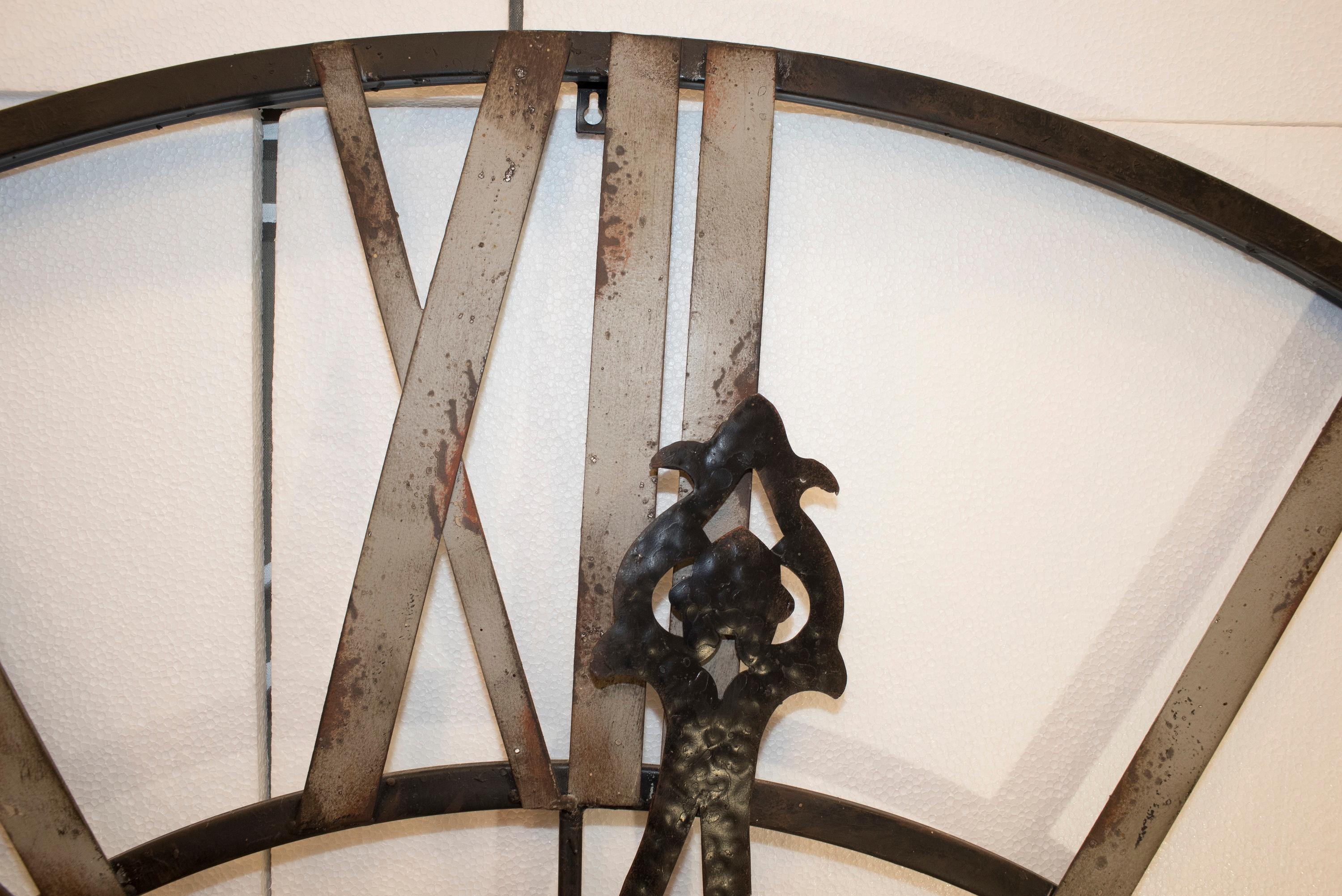 Louis XVI  20th Century Black French Skeleton Clock in Aged Forging Iron