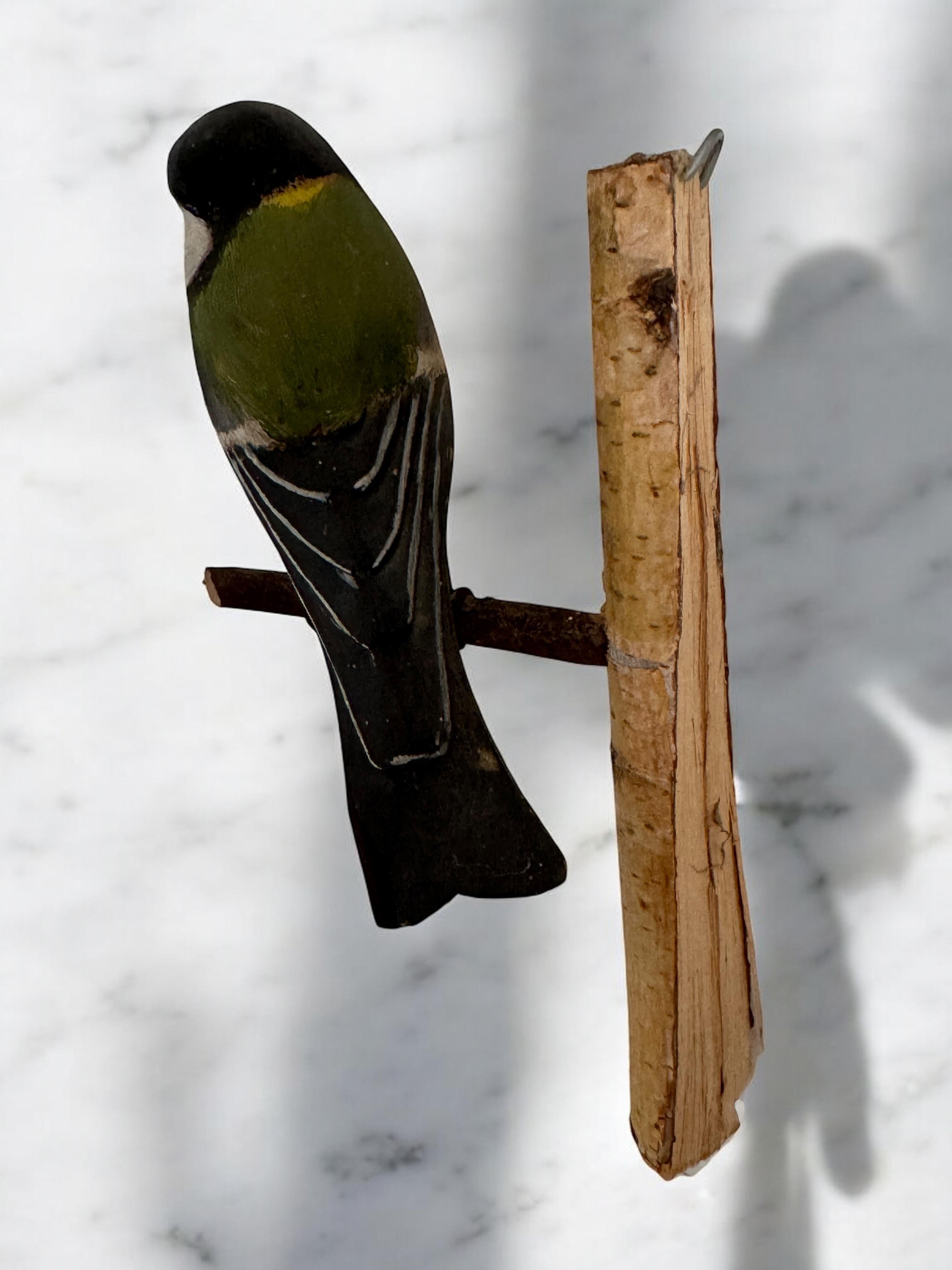 Great Tit Viechtauer Hand Carved Wood Bird Black Forest Folk Art, Austria, 1920s 4