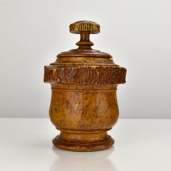 Great Turned Burl Wood Tobacco Jar by Artist R. Kaeser Mid Century Modern