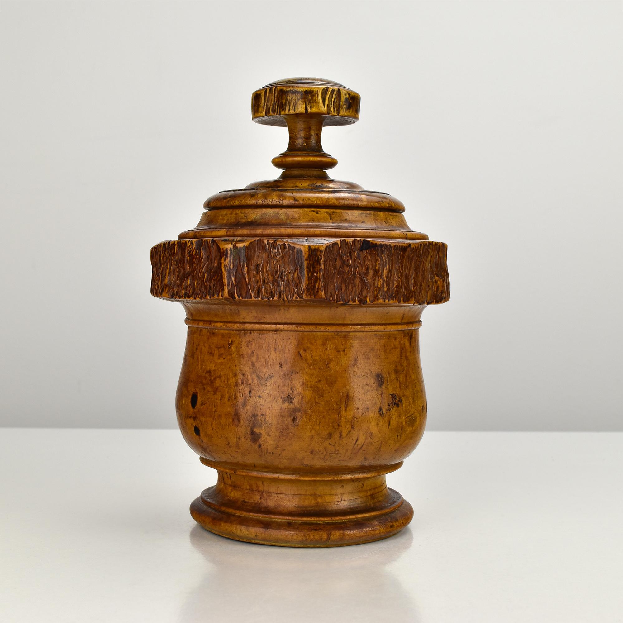German Great Turned Burl Wood Tobacco Jar by Artist R. Kaeser Mid Century Modern For Sale