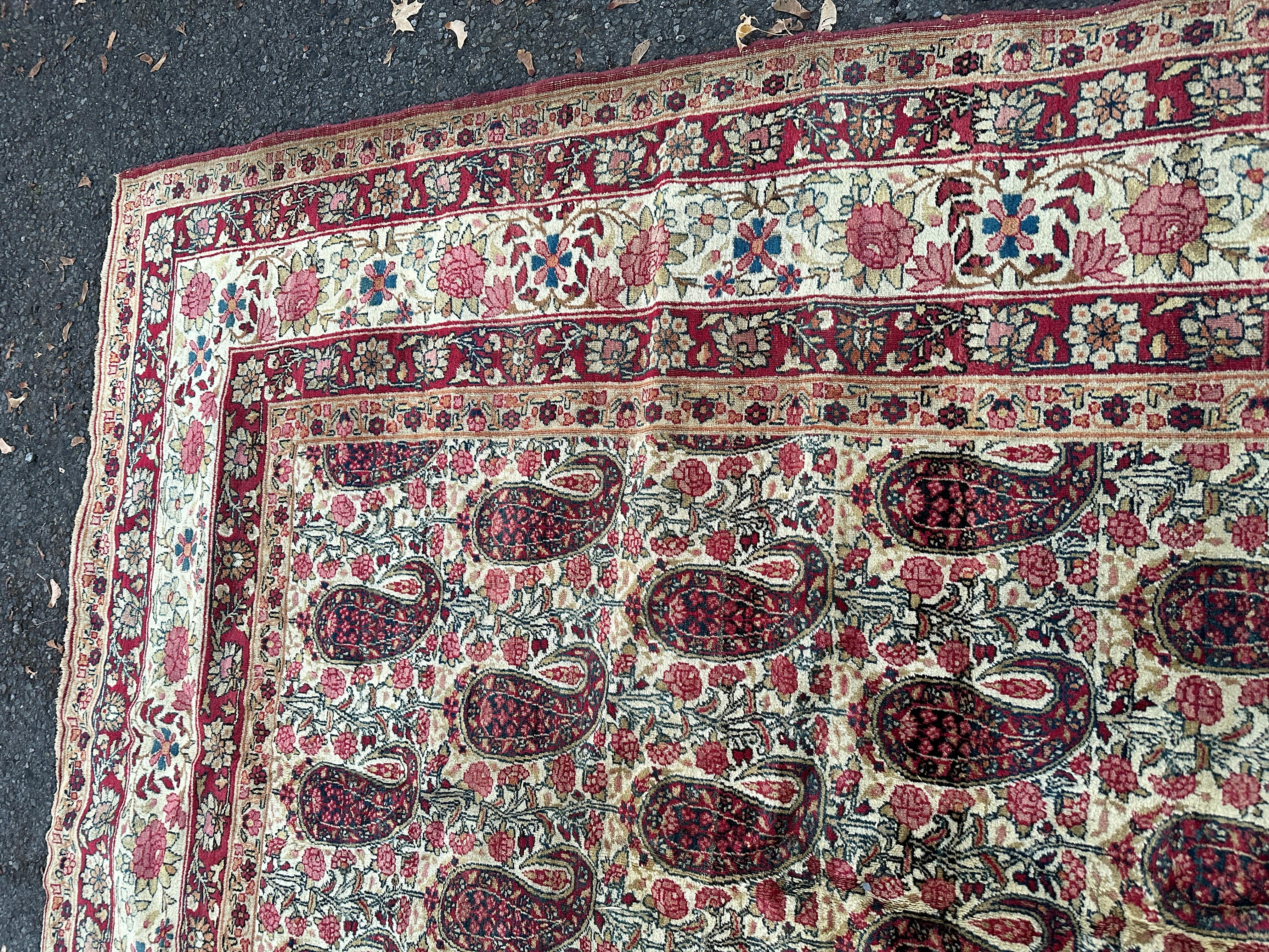 Cotton Untouched Antique Persian Lavar Kerman Rug circa 1890s - RR5128      MUST   SELL For Sale
