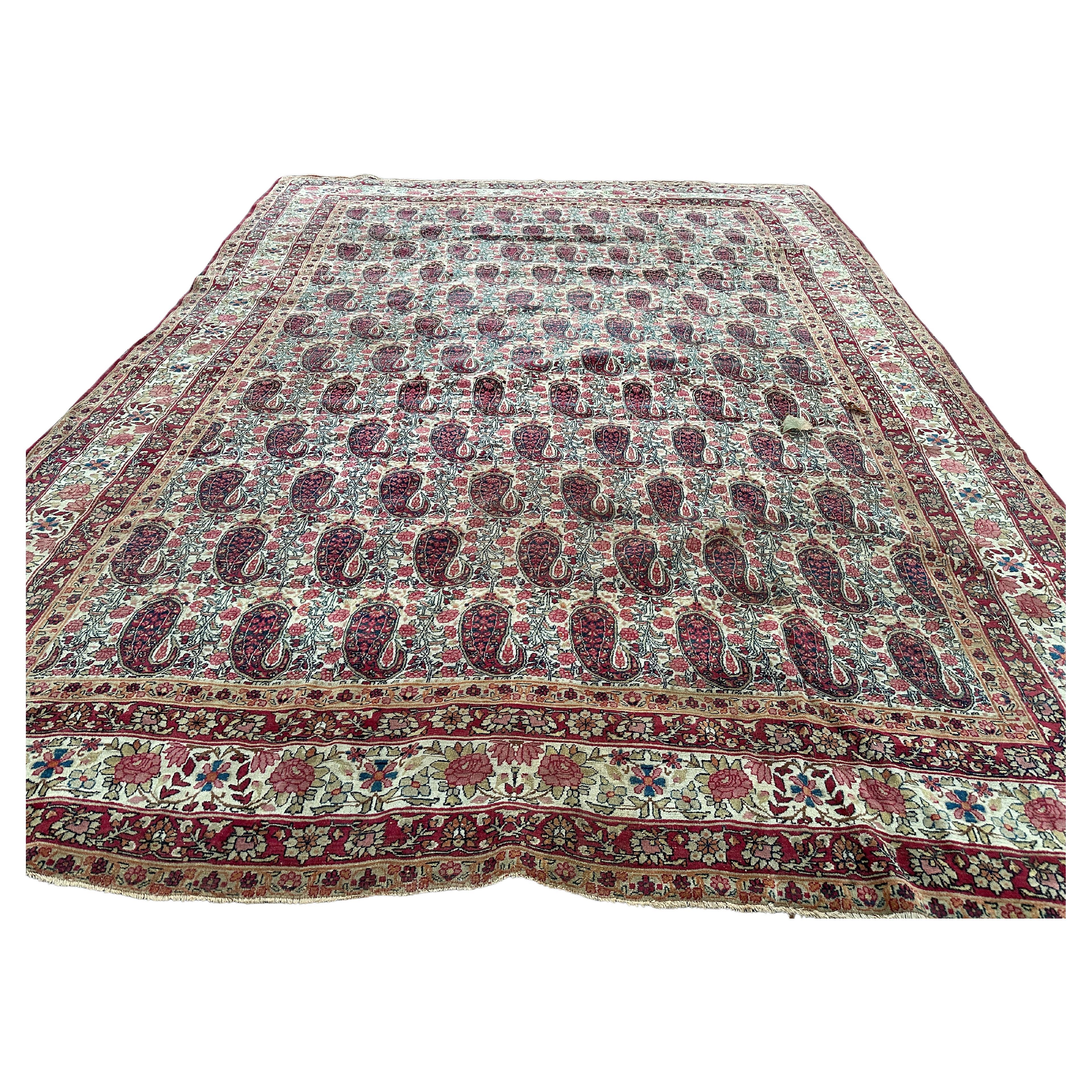 Untouched Antique Persian Lavar Kerman Rug circa 1890s - RR5128      MUST   SELL