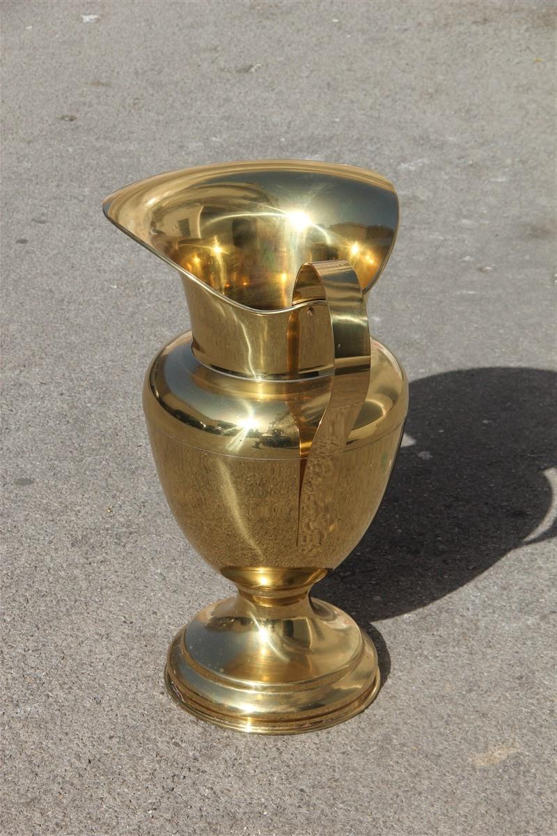 Great Vase Amphora Solid Brass Gold Umbrella Stand Italian Midcentury Design In Good Condition For Sale In Palermo, Sicily