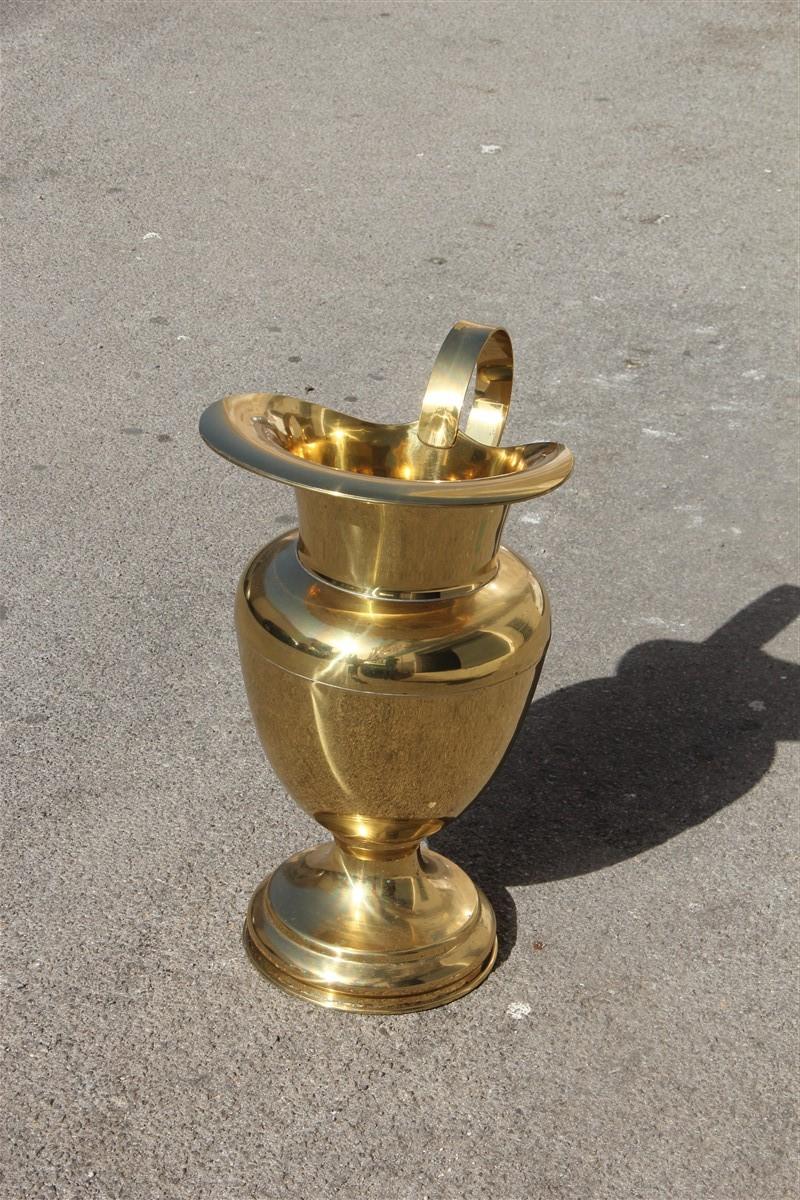 Mid-20th Century Great Vase Amphora Solid Brass Gold Umbrella Stand Italian Midcentury Design For Sale