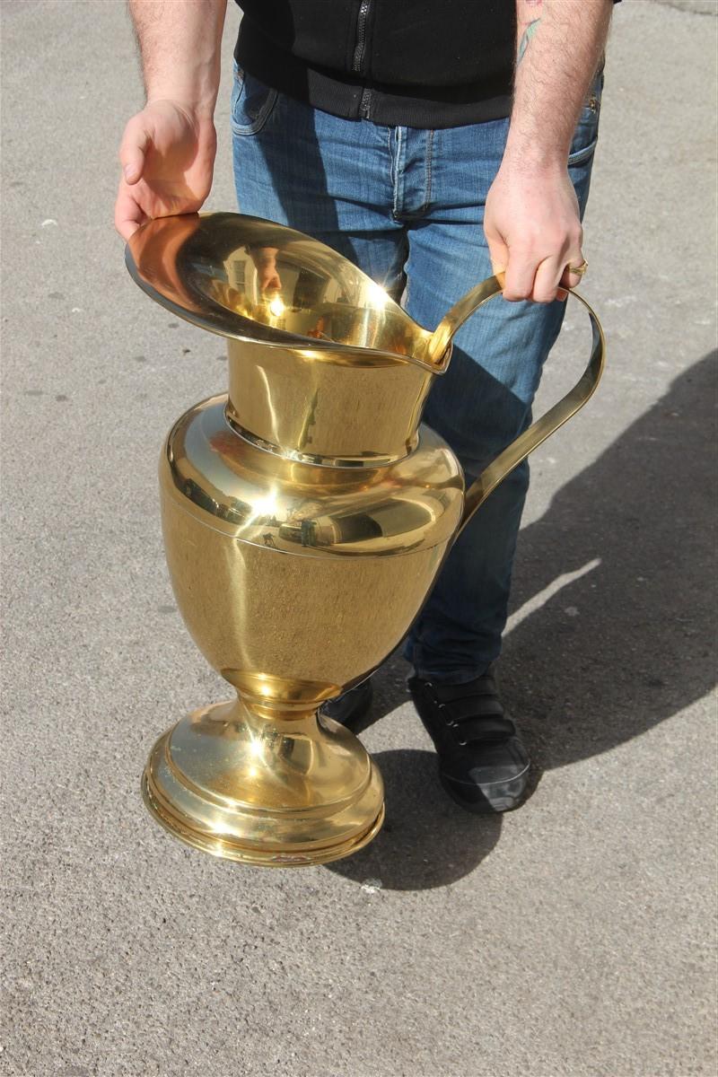 Great Vase Amphora Solid Brass Gold Umbrella Stand Italian Midcentury Design For Sale 1
