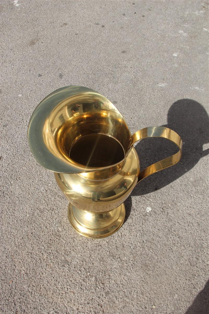 Great Vase Amphora Solid Brass Gold Umbrella Stand Italian Midcentury Design For Sale 2