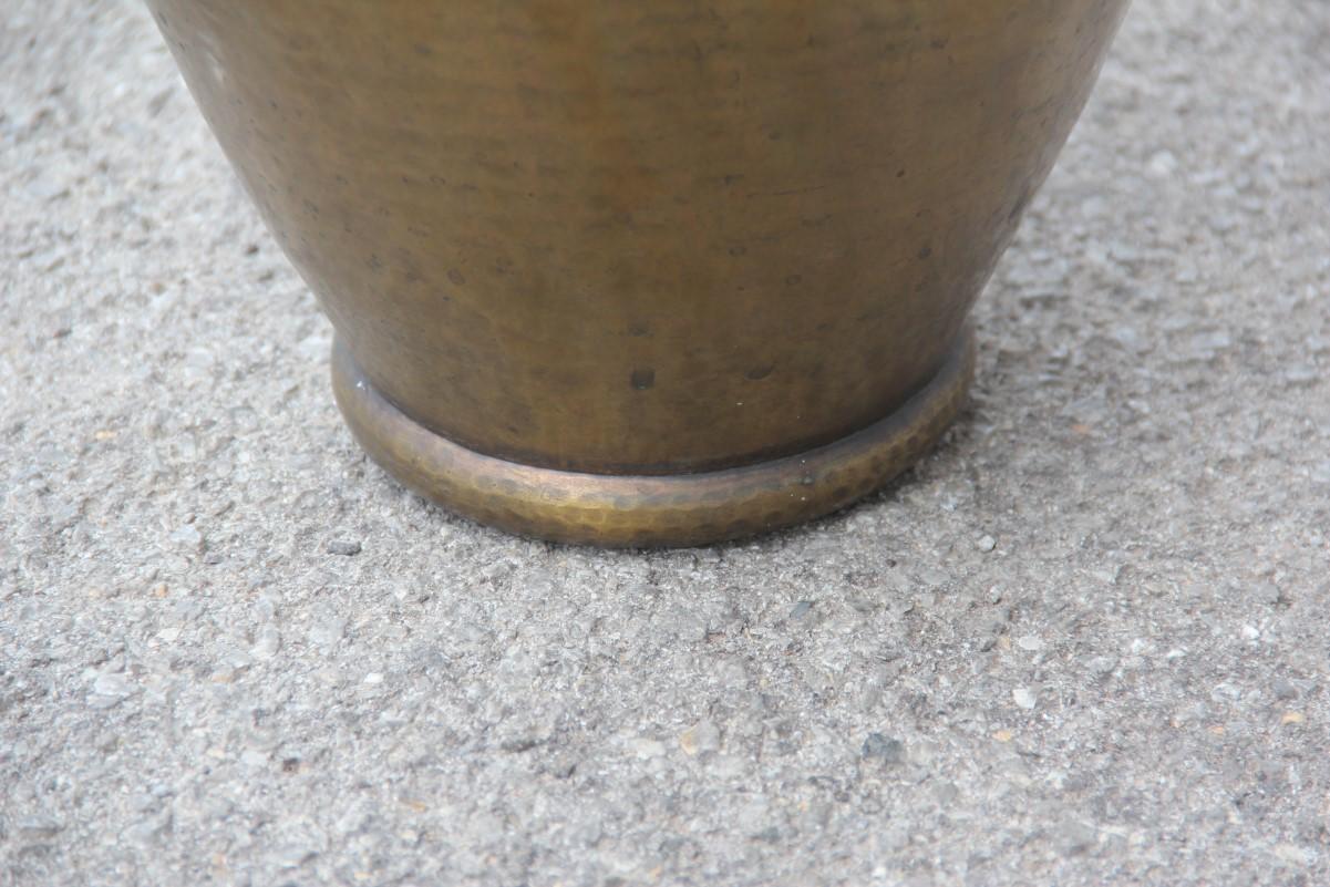 Mid-20th Century Great Vase Brass Italian Midcentury Design Totally Hand-Hammered, 1950s For Sale