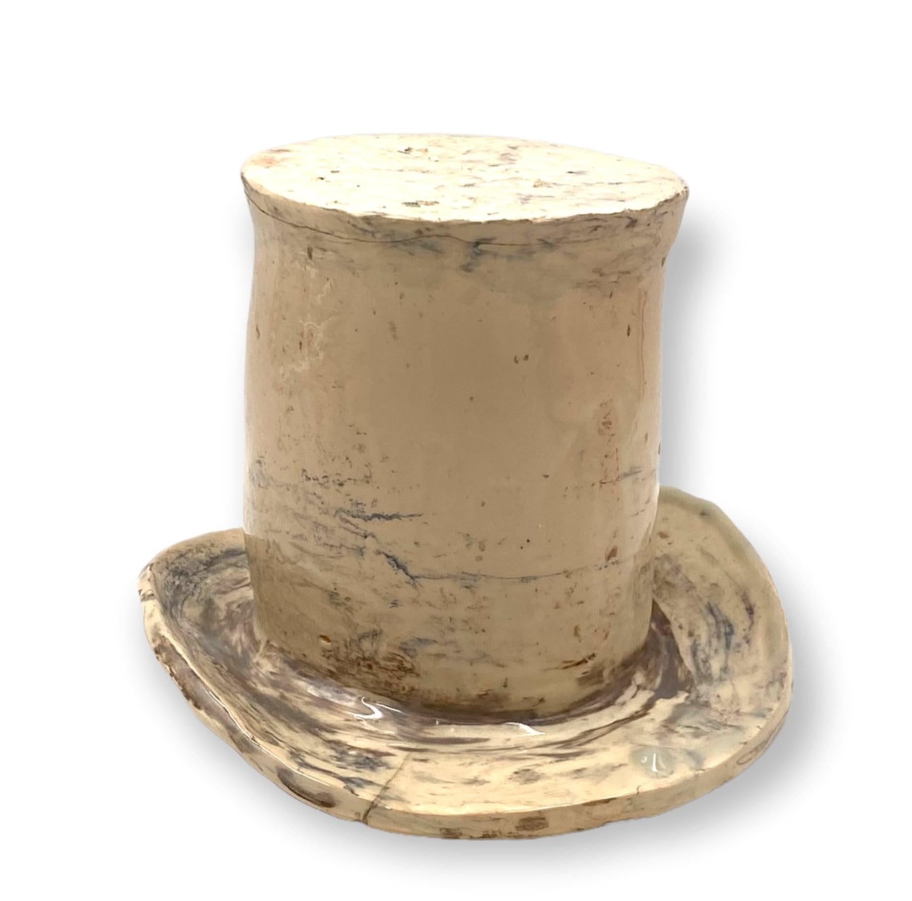 Organic Modern Great White Topper/Cylinder Hat Ceramic Sculpture, France, 1950s For Sale