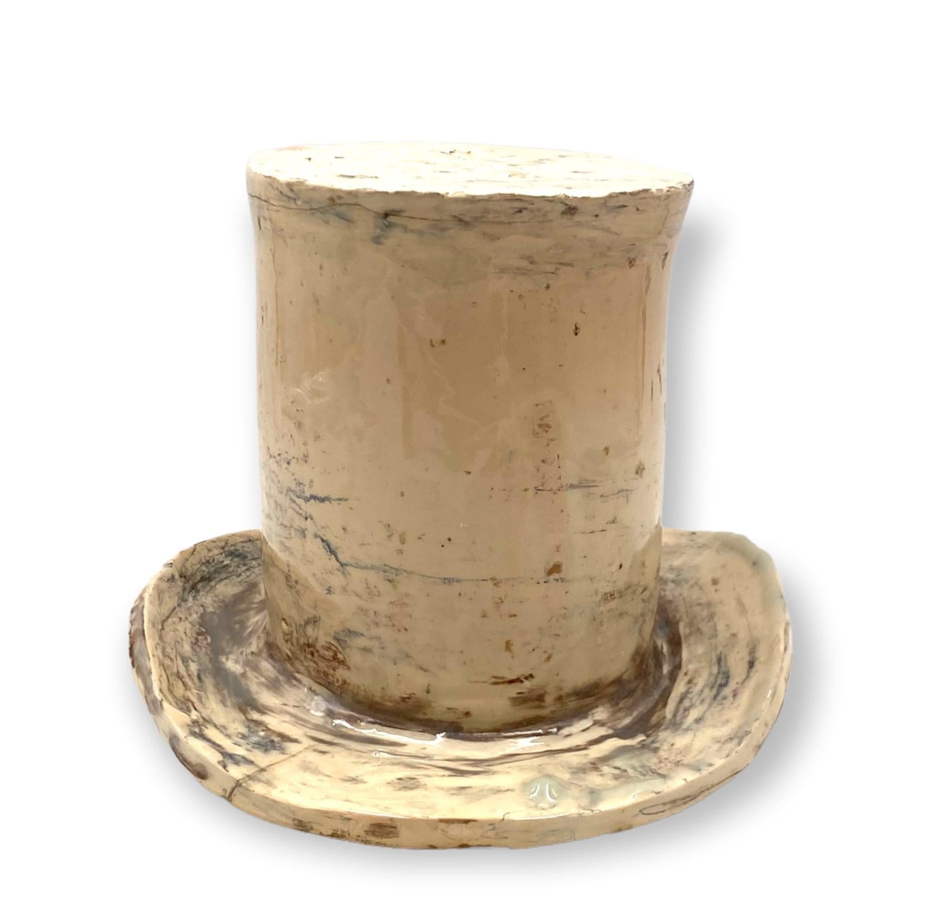 French Great White Topper/Cylinder Hat Ceramic Sculpture, France, 1950s For Sale