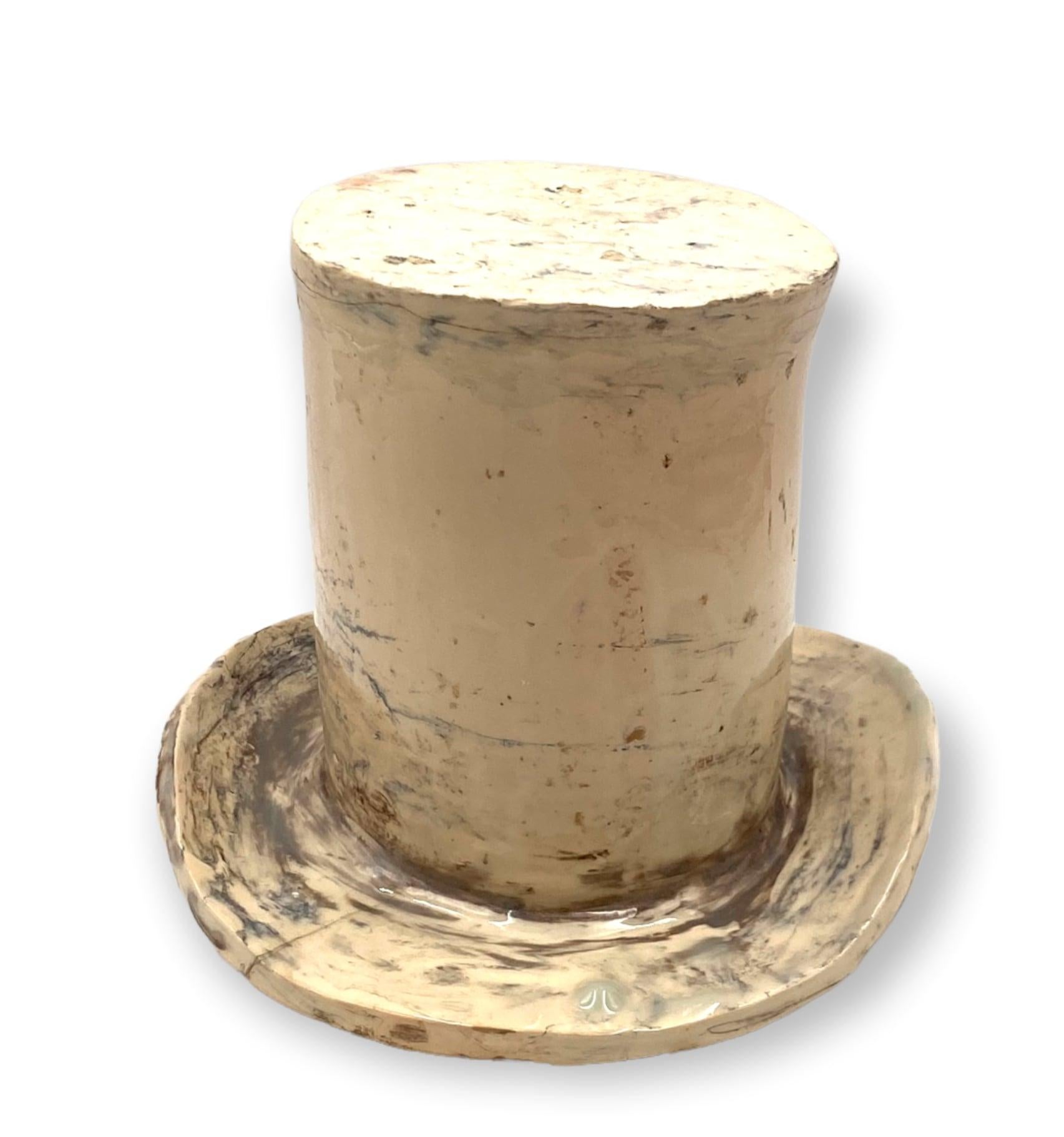 Mid-20th Century Great White Topper/Cylinder Hat Ceramic Sculpture, France, 1950s For Sale