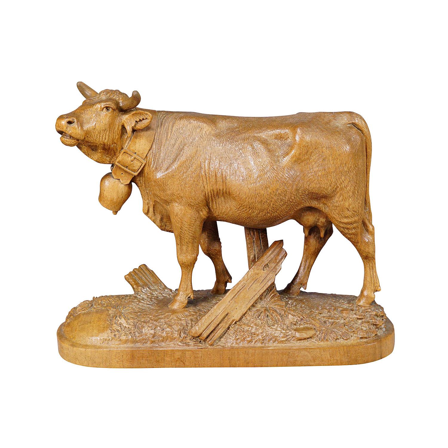 Great Wooden Carved Female Cattle Sculpture Brienz Switzerland ca. 1900

A great naturalistically carved female cattle - masterly carved in in lindenwood, Swiss, Brienz ca. 1900. Very good original condition, horns restored (not visible).

The