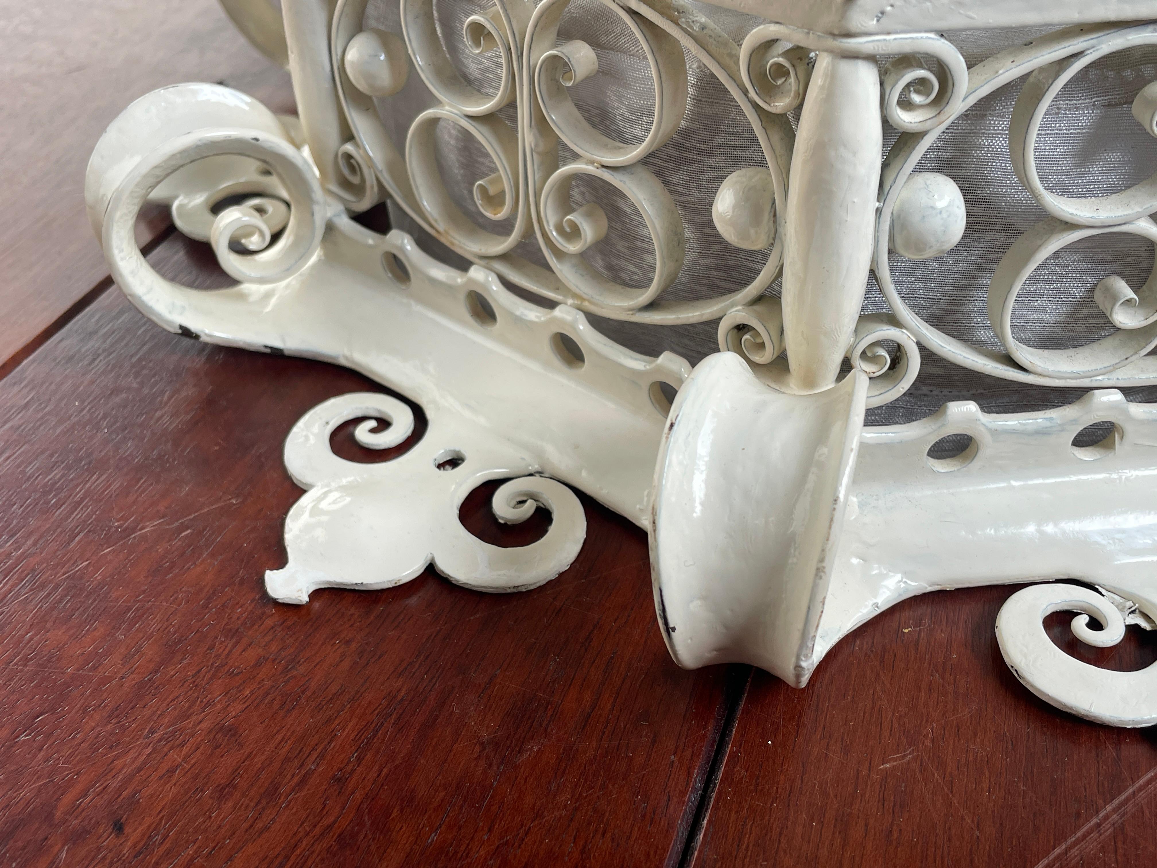 Great Workmanship White Painted Wrought Iron 3-Light Flush Mount / Ceiling Lamp 1