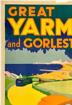 GREAT YARMOUTH AND GORLESTON - NATIONAL COACHES Original Vintage Travel Poster