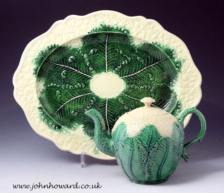 Ceramic Greatback, Whieldon, Wedgwood Pottery Cauliflower Oval Dish, Mid-18th Century For Sale