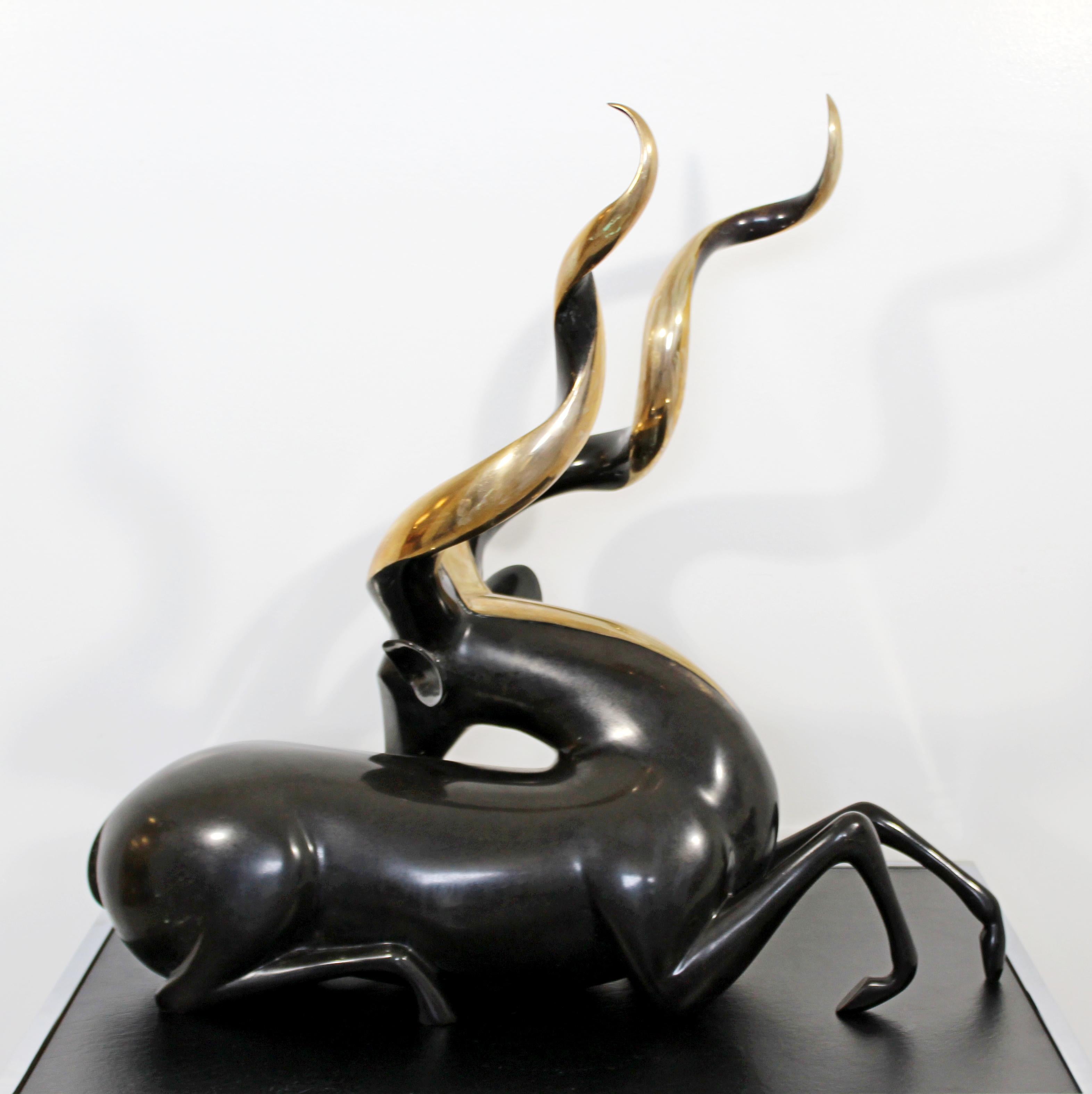 Dutch Greater Kudu Ram Bronze Table Sculpture by Loet Vanderveen Limited Edition 750