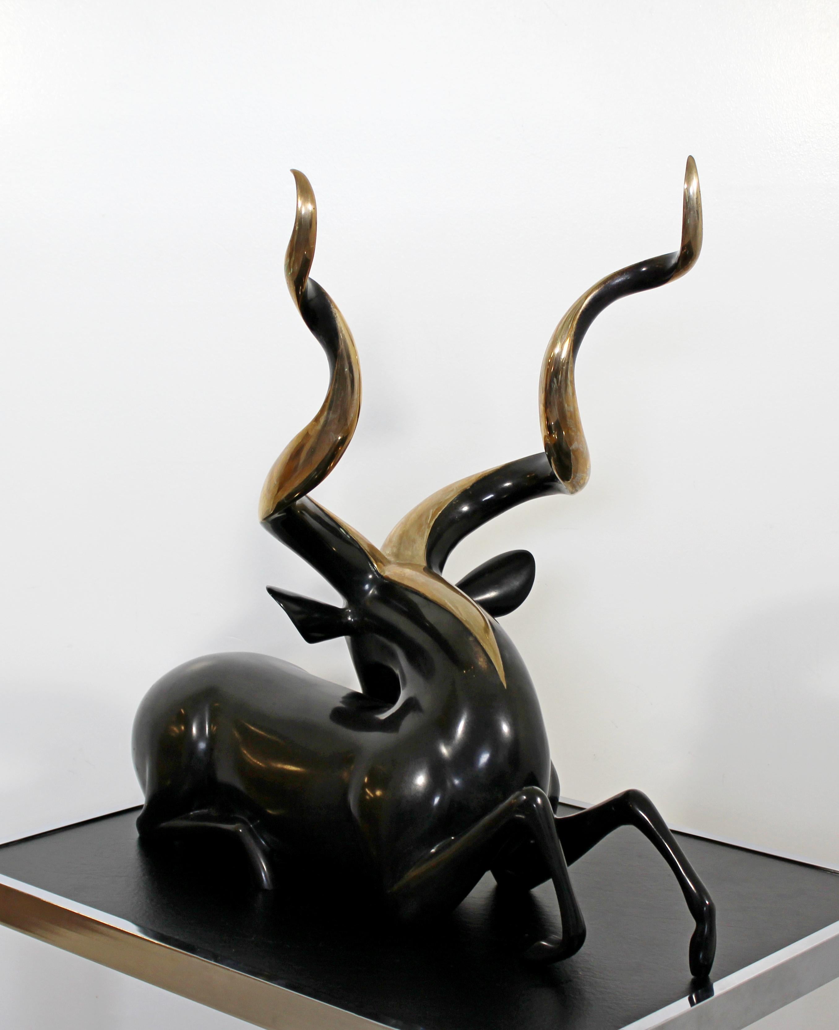 Greater Kudu Ram Bronze Table Sculpture by Loet Vanderveen Limited Edition 750 In Good Condition In Keego Harbor, MI