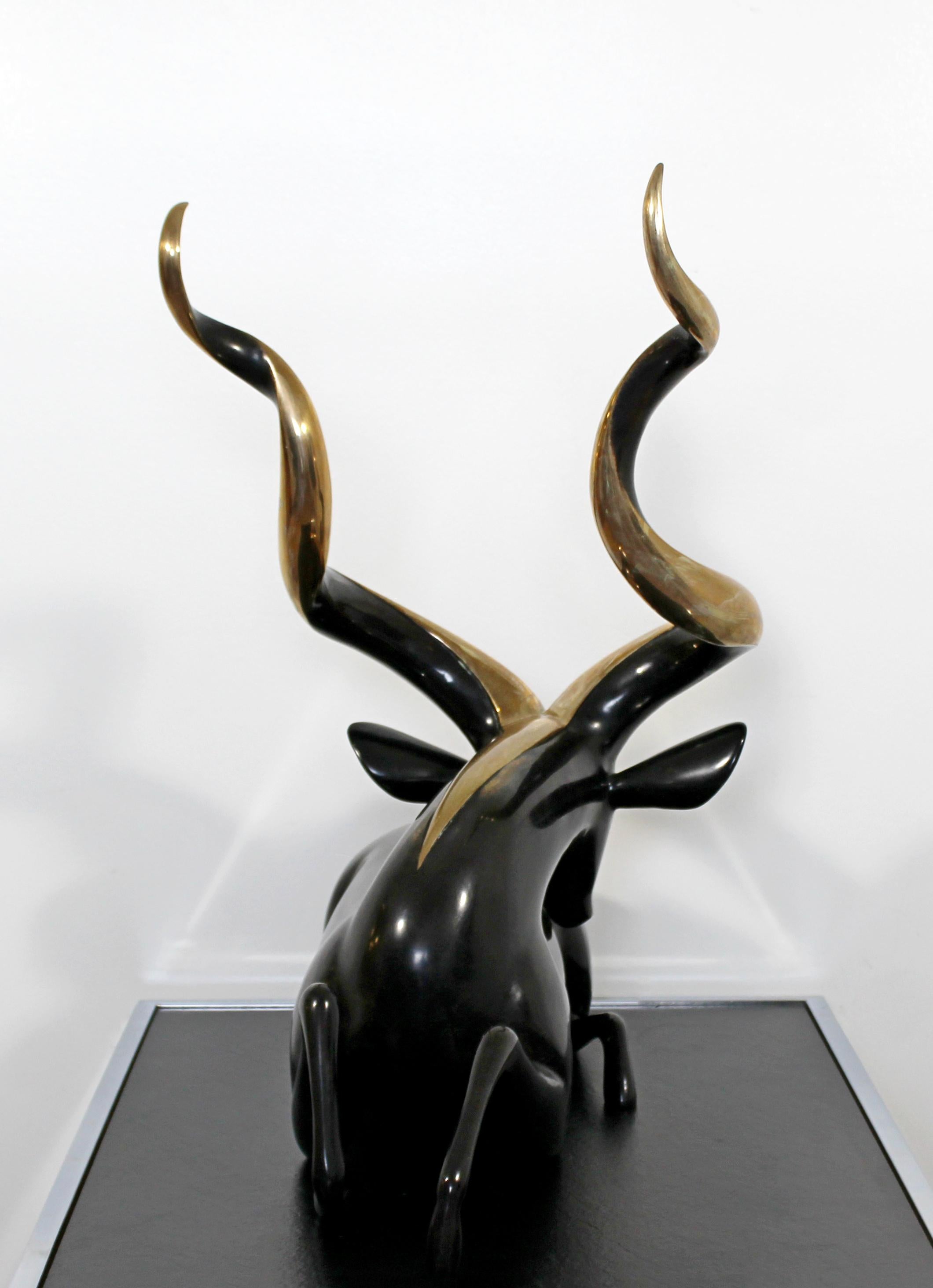 Late 20th Century Greater Kudu Ram Bronze Table Sculpture by Loet Vanderveen Limited Edition 750