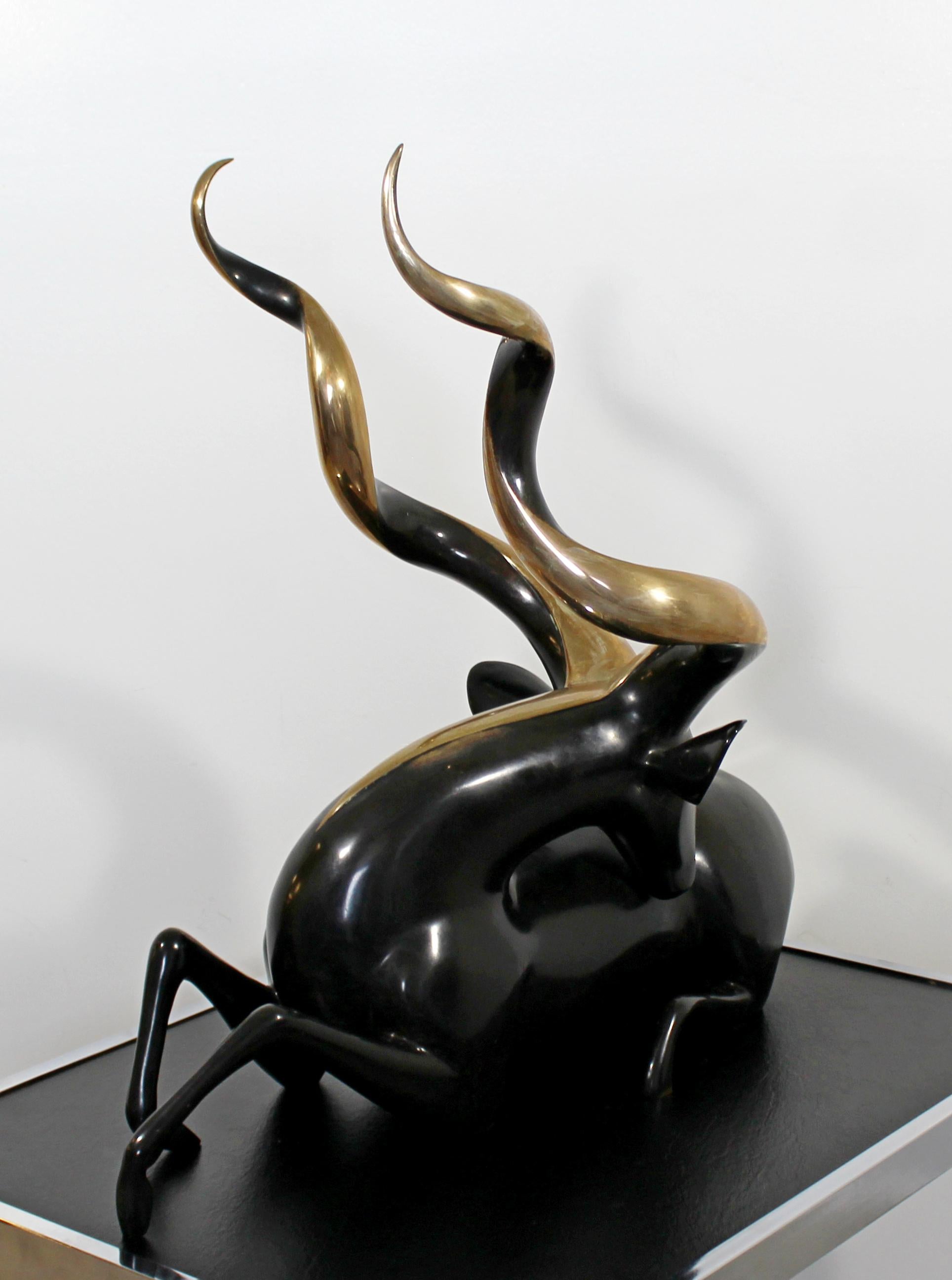 Greater Kudu Ram Bronze Table Sculpture by Loet Vanderveen Limited Edition 750 2