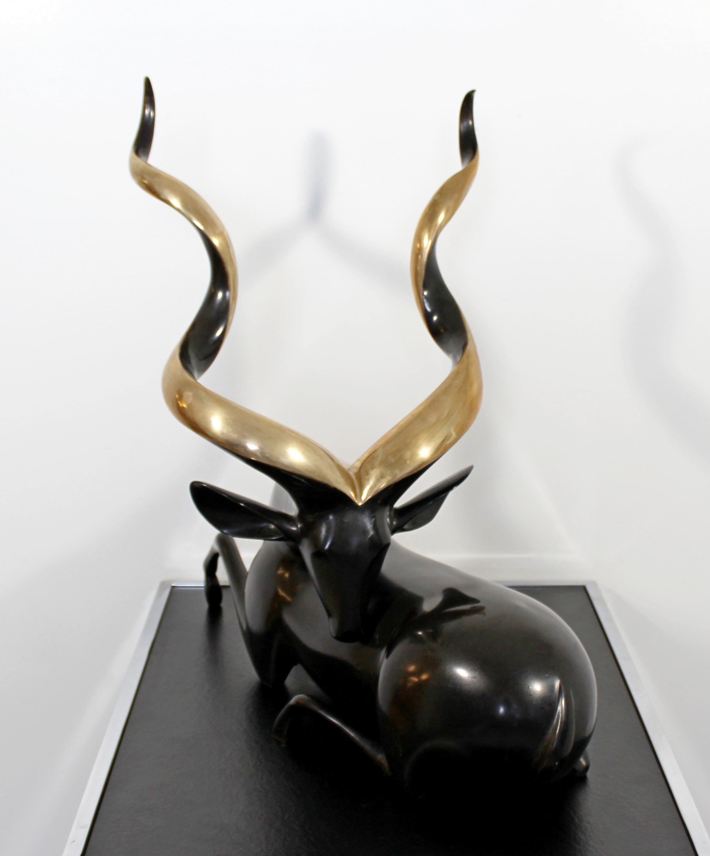 Greater Kudu Ram Bronze Table Sculpture by Loet Vanderveen Limited Edition 750 4