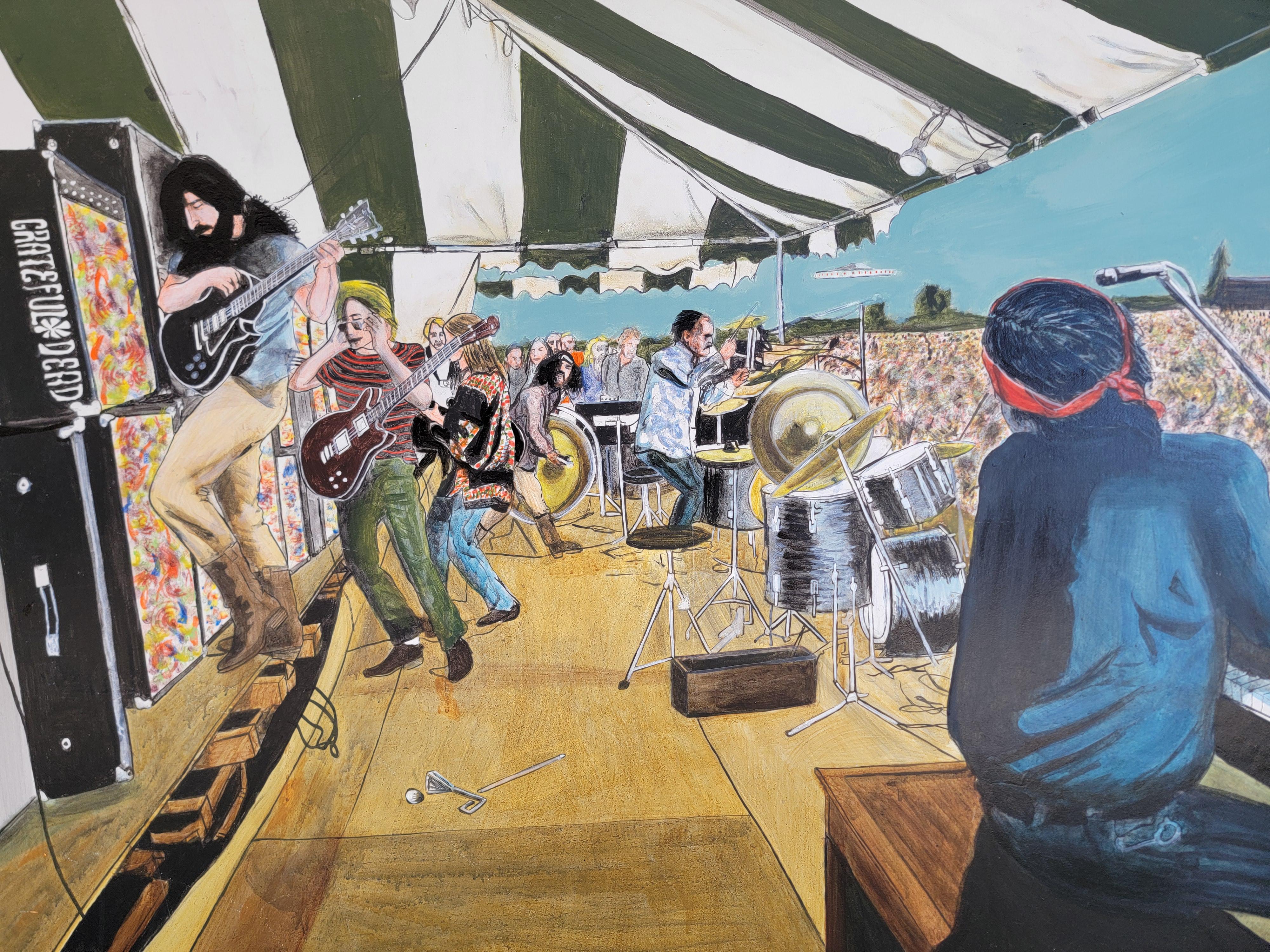 Pittura del concerto rock dal vivo dei Greatful Dead In condizioni buone in vendita a Fulton, CA