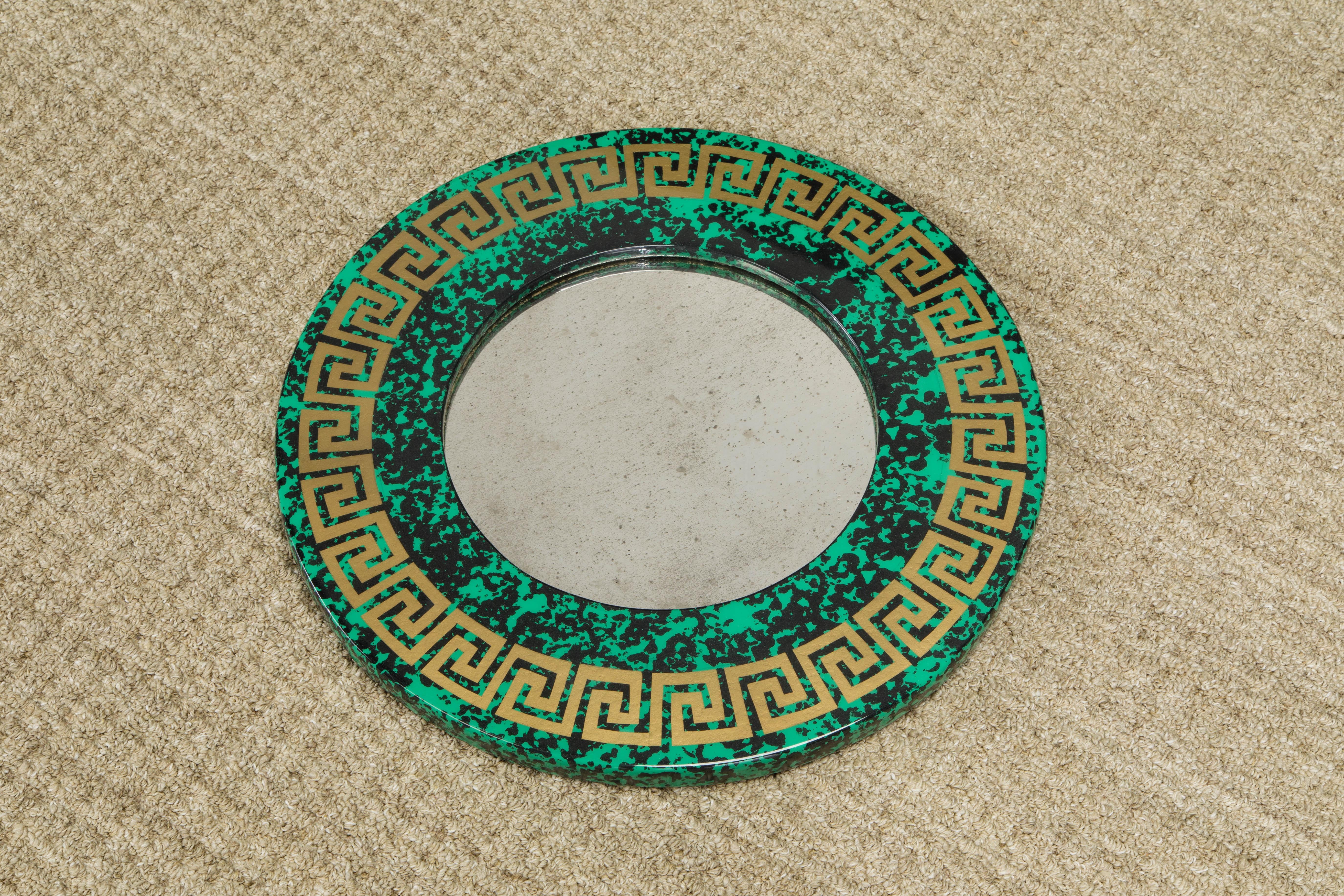 'Greca' Greek Key Round Mirror by Piero Fornasetti, Signed, circa 1970s For Sale 7