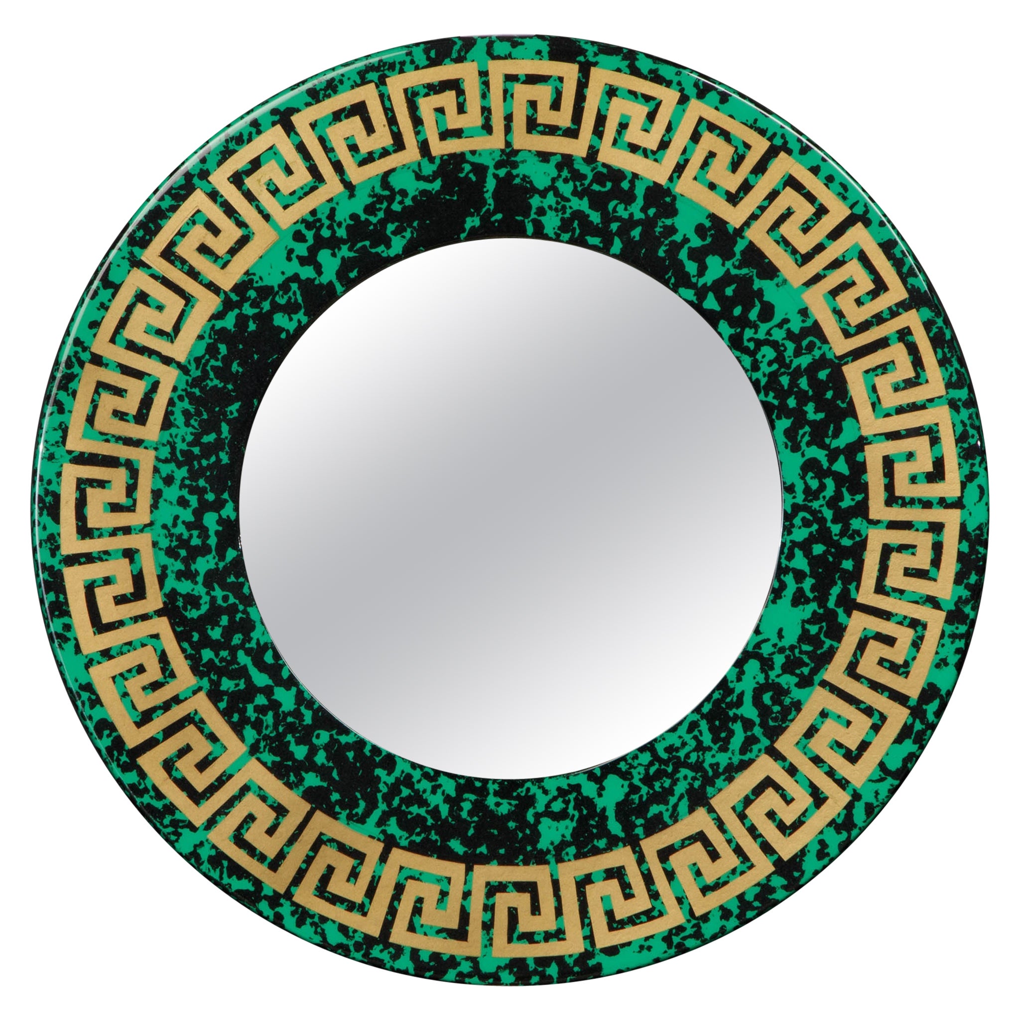 'Greca' Greek Key Round Mirror by Piero Fornasetti, Signed, circa 1970s