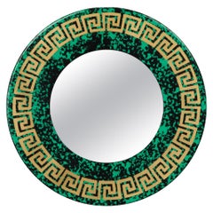 'Greca' Greek Key Round Mirror by Piero Fornasetti, Signed, circa 1970s