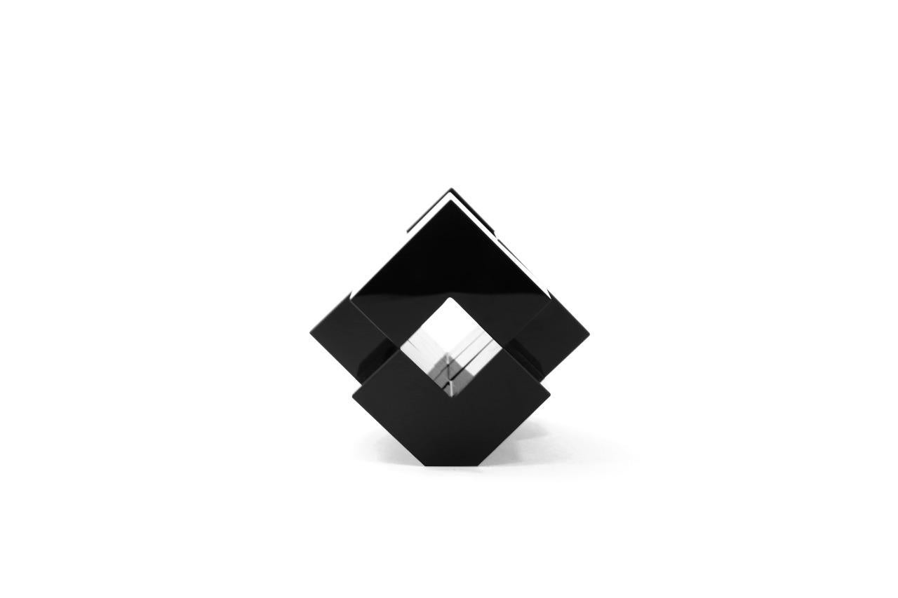 Minimalist GRECA, Handcrafted Contemporary Obsidian Sculpture (Mini) by Rebeca Cors