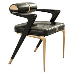 Sedia "Grecale", con bronzo e acciaio inossidabile, pelle su misura, Istanbul