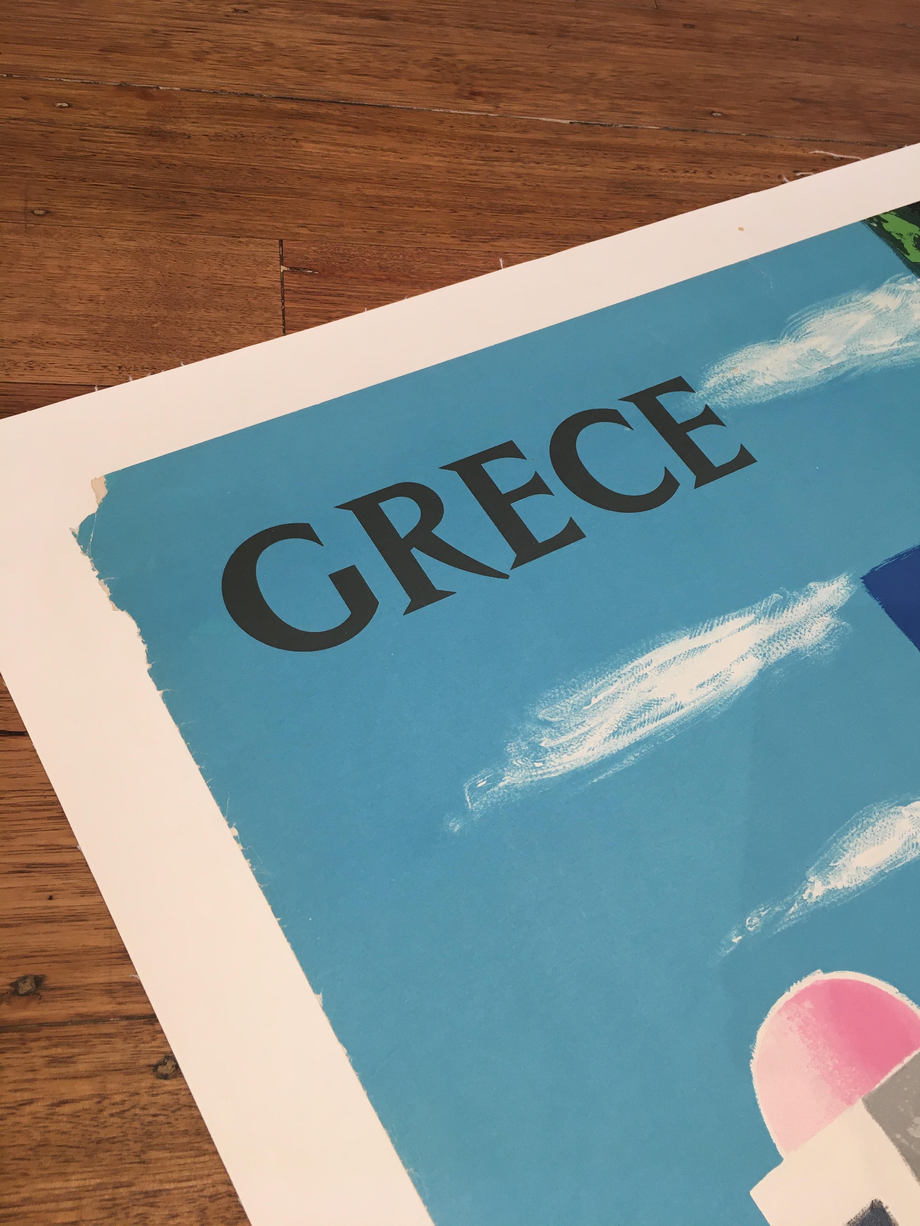 Poster AIR FRANCE Grèce – Format 63x100 Cm, Affiche Vintage Voyage