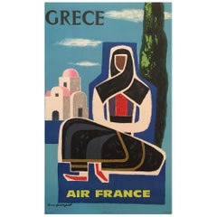 'Grece Air France' Guy Georget, Mid-20th Century Original Vintage Travel Poster