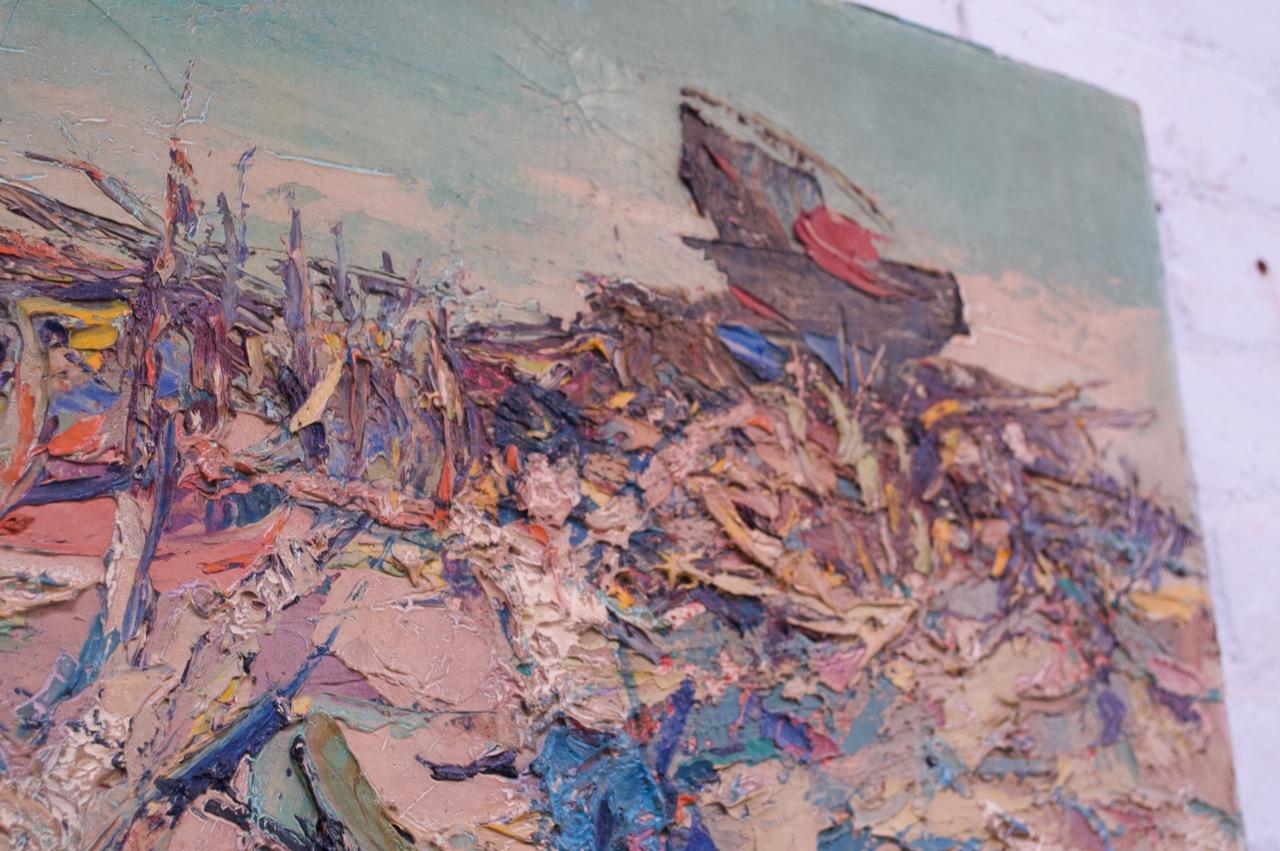 Expressionist Grecian Acrylic Impasto Seascape on Canvas For Sale