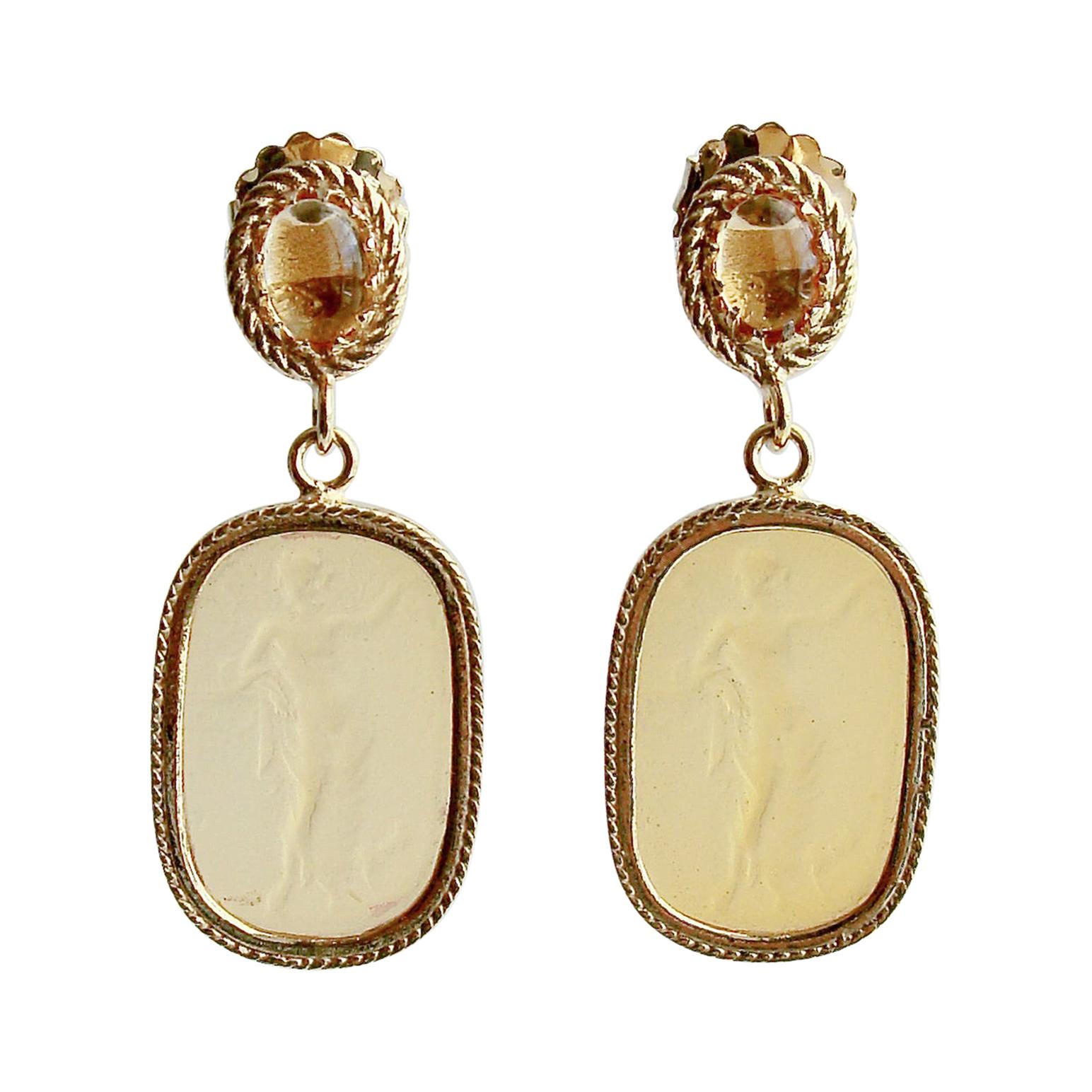 Grecian Goddess Intaglios Citrine Post Earrings, Boccadasse Earrings