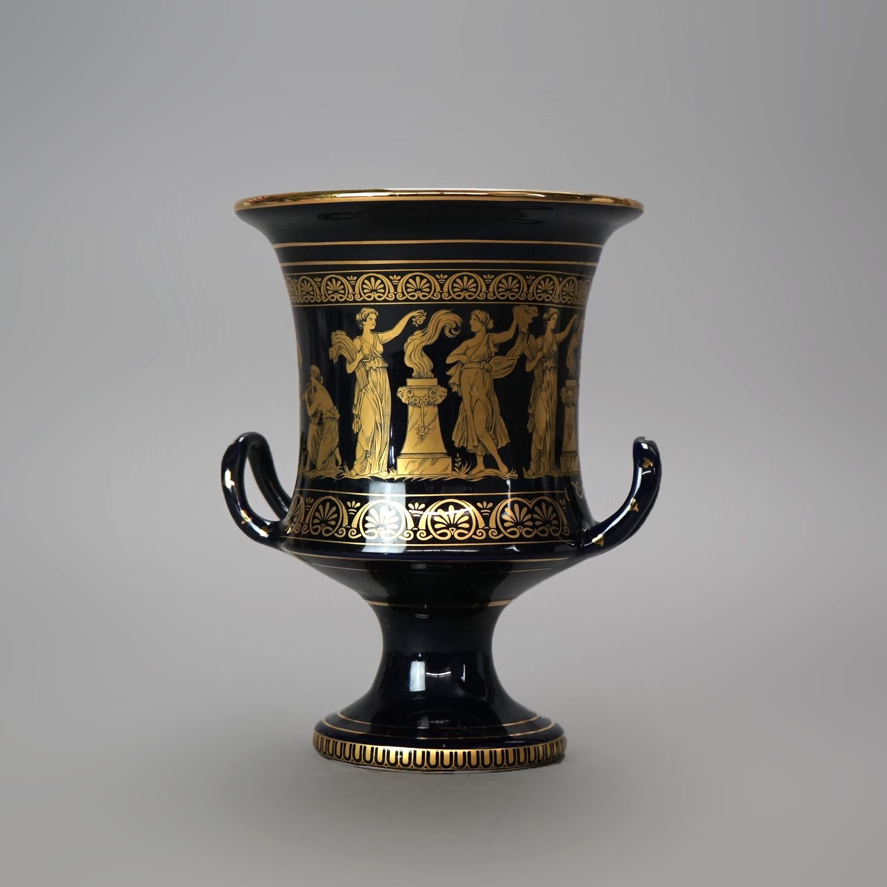 Grecian I. Spyropoulos Greek Neoclassical Gilt Porcelain Urn with Figures 20thC

Measures - 2 3/4